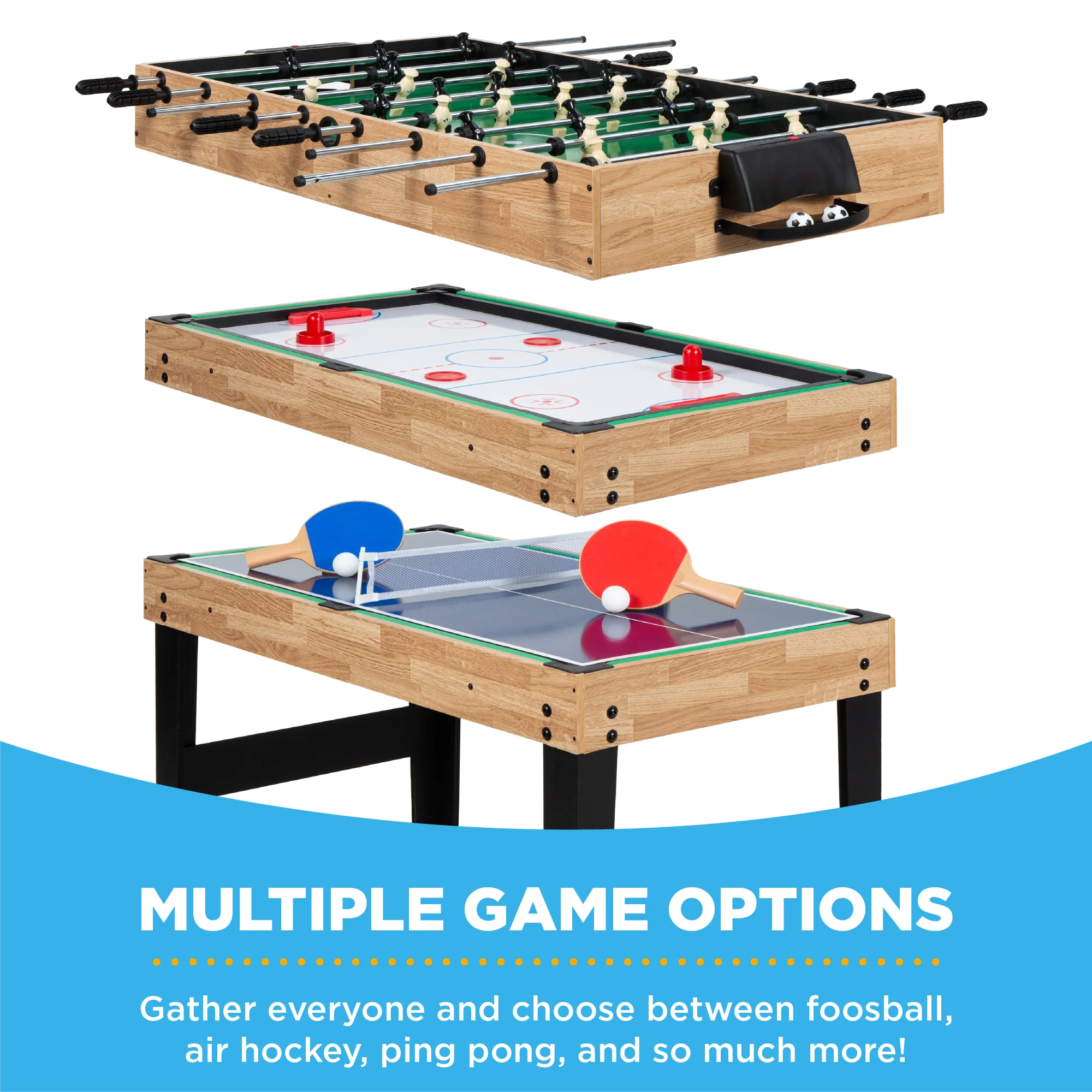 10-in-1 Combo Game Table Set w/ Pool, Foosball, Ping Pong, Chess - 2x4ft - Image 24