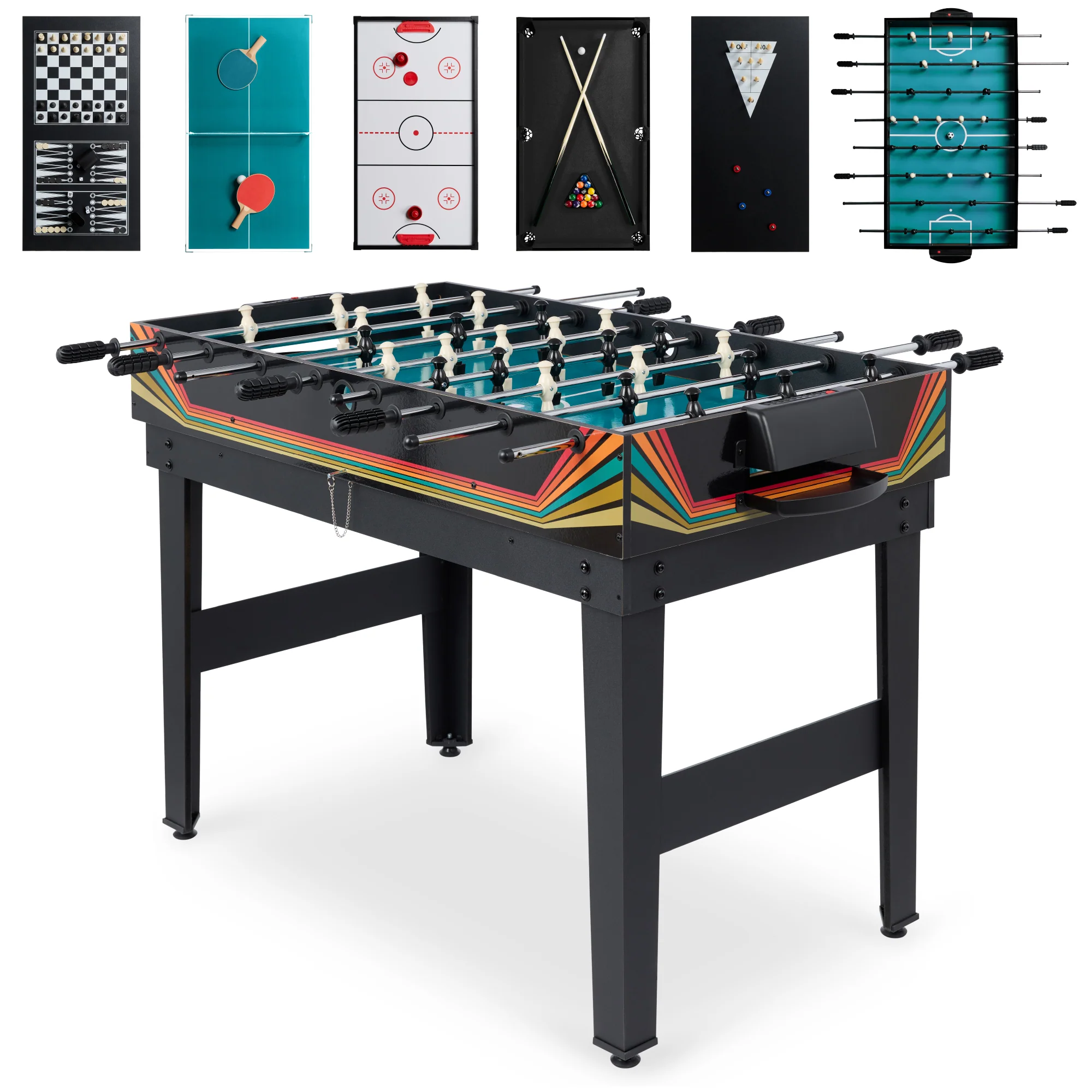 10-in-1 Combo Game Table Set w/ Pool, Foosball, Ping Pong, Chess - 2x4ft - Image 29