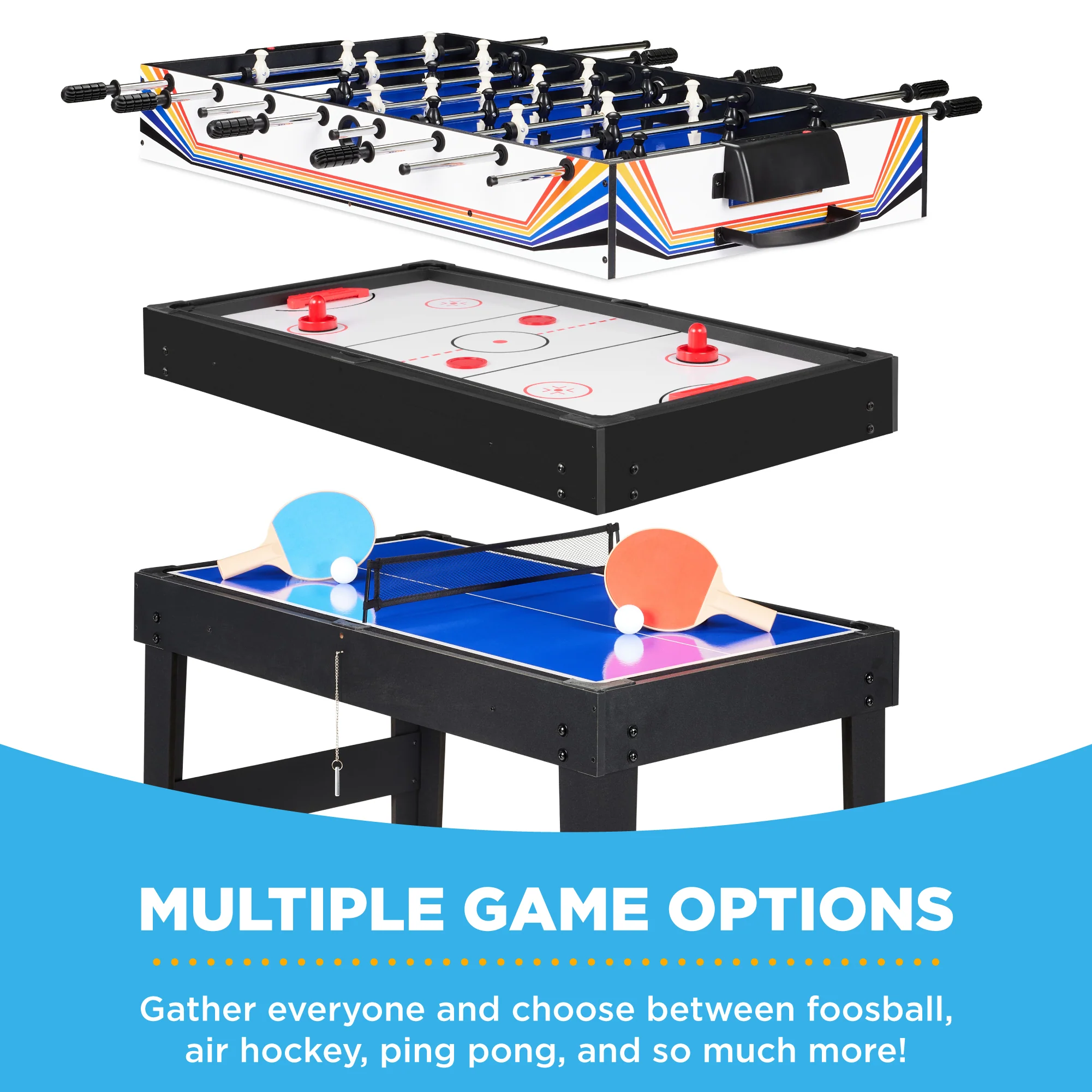 10-in-1 Combo Game Table Set w/ Pool, Foosball, Ping Pong, Chess - 2x4ft - Image 3