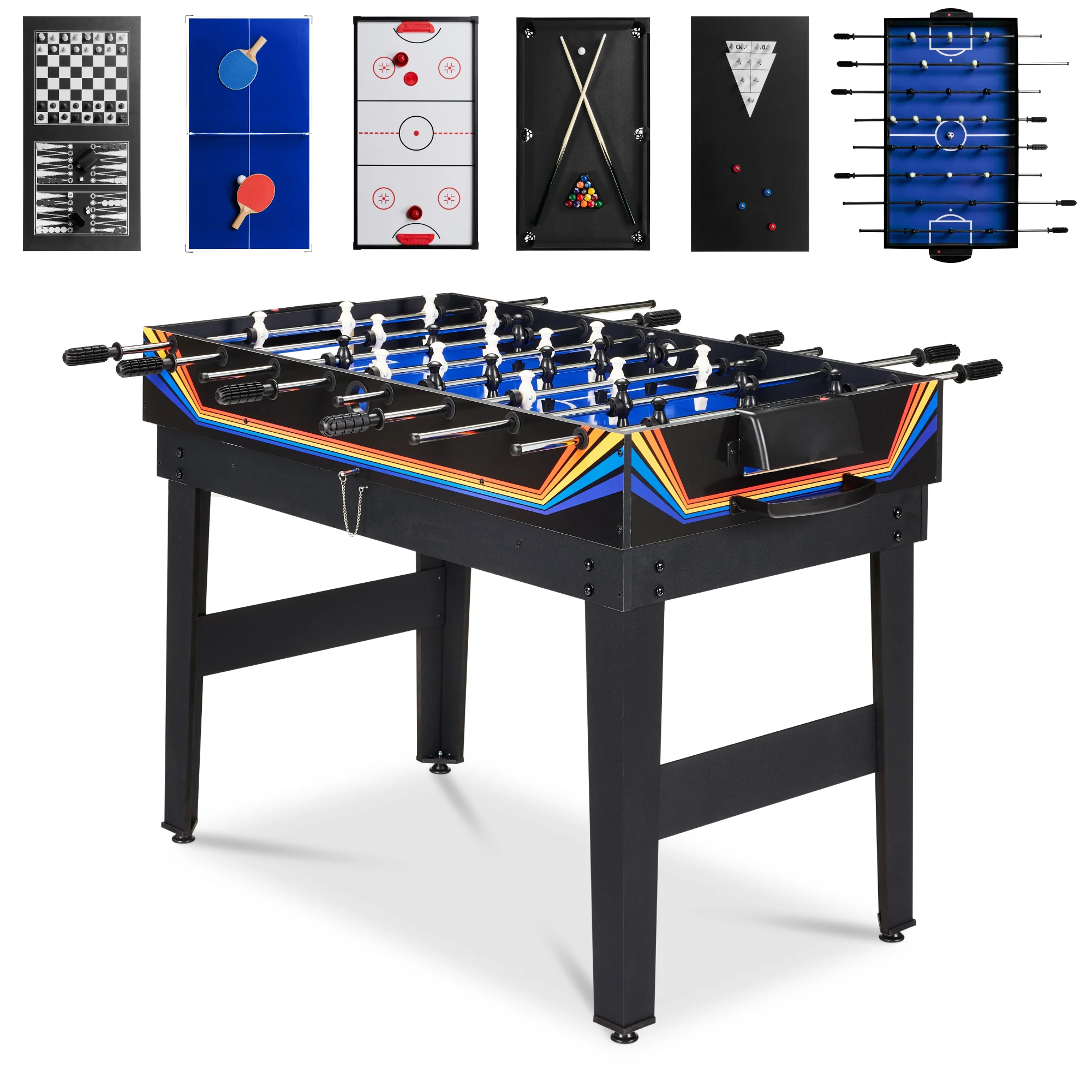 10-in-1 Combo Game Table Set w/ Pool, Foosball, Ping Pong, Chess - 2x4ft - Image 36