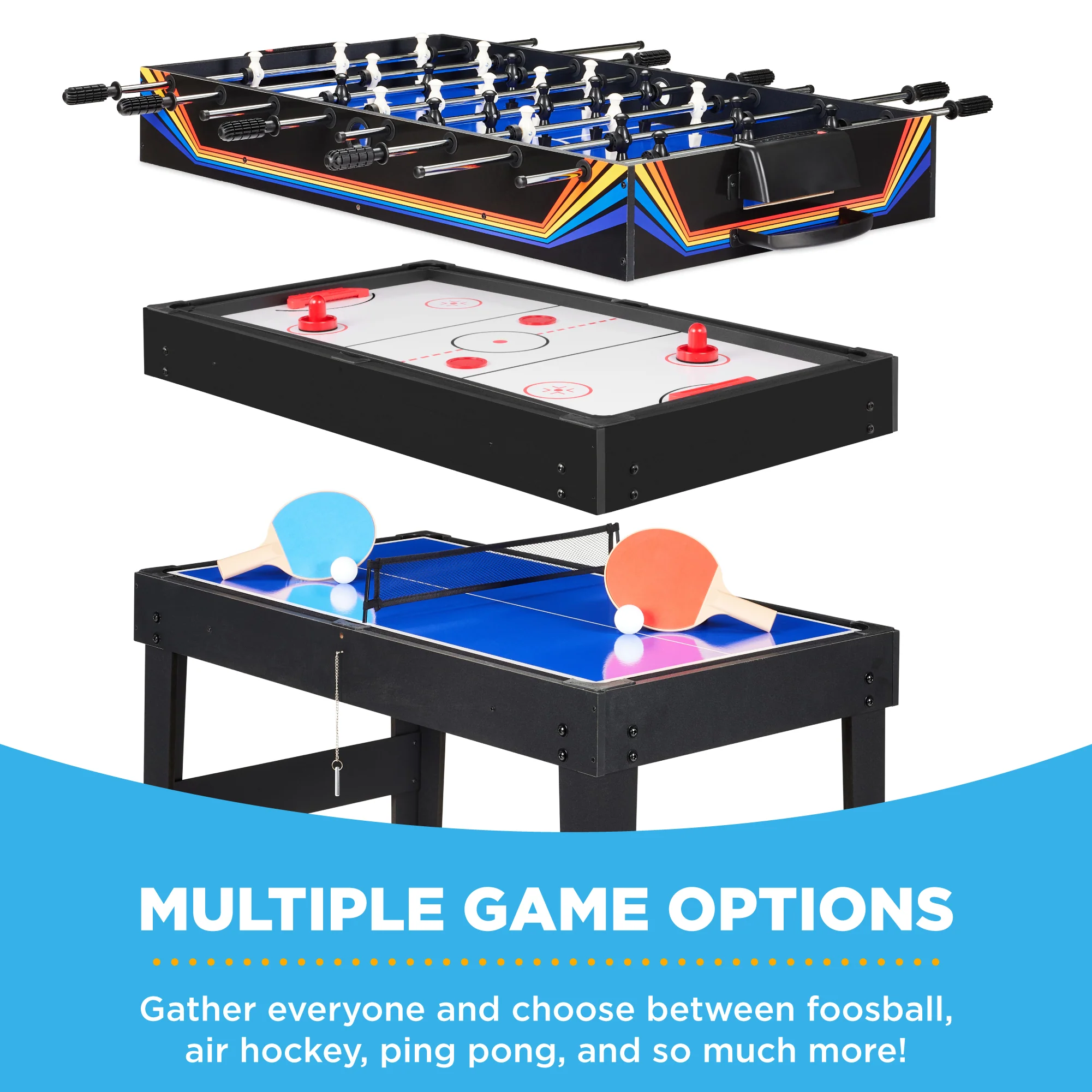 10-in-1 Combo Game Table Set w/ Pool, Foosball, Ping Pong, Chess - 2x4ft - Image 38