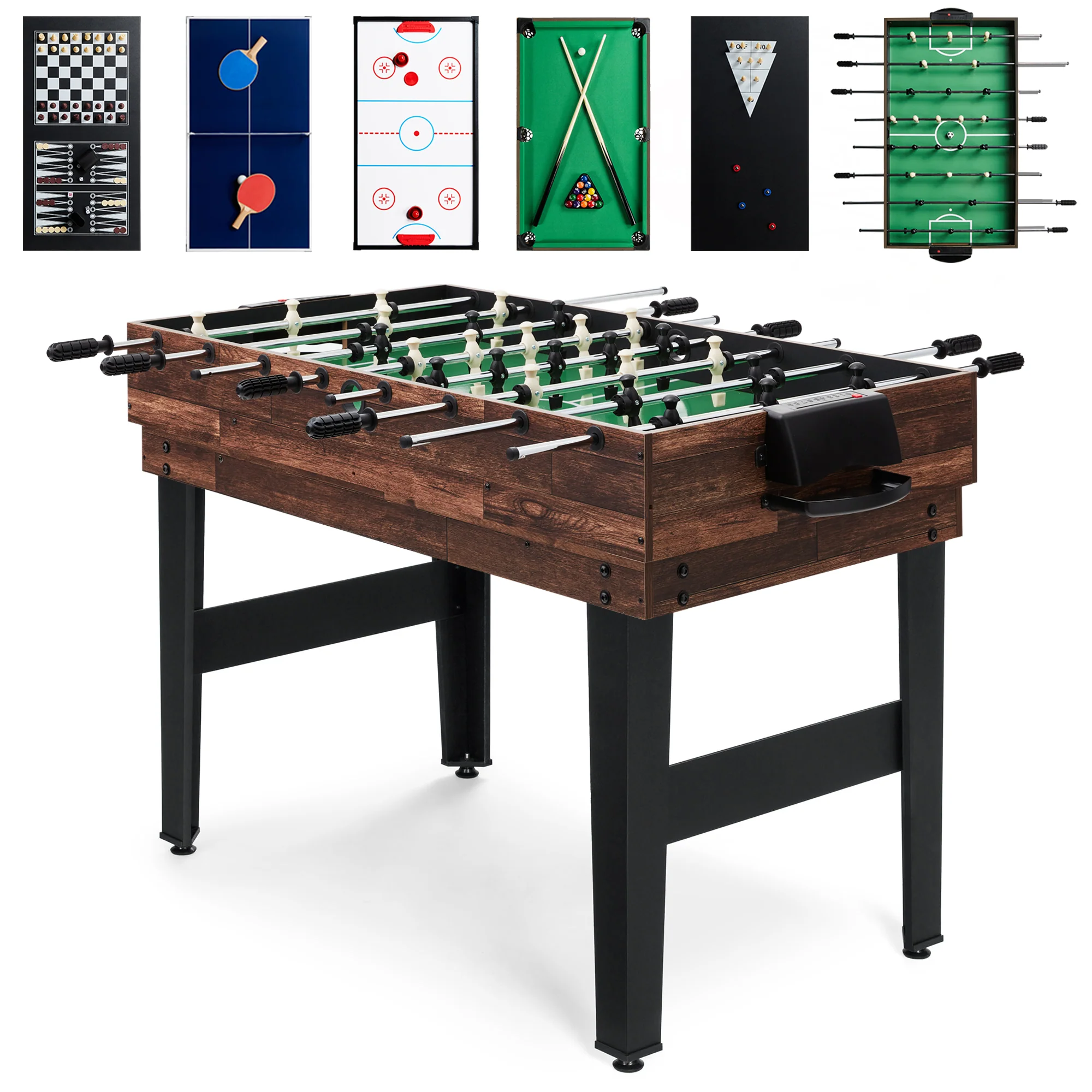 10-in-1 Combo Game Table Set w/ Pool, Foosball, Ping Pong, Chess - 2x4ft - Image 50