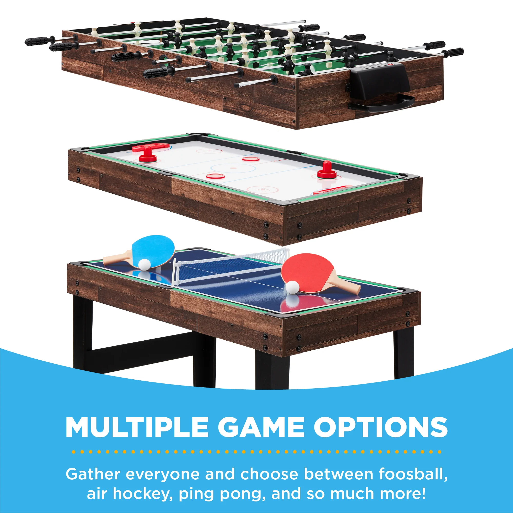 10-in-1 Combo Game Table Set w/ Pool, Foosball, Ping Pong, Chess - 2x4ft - Image 52