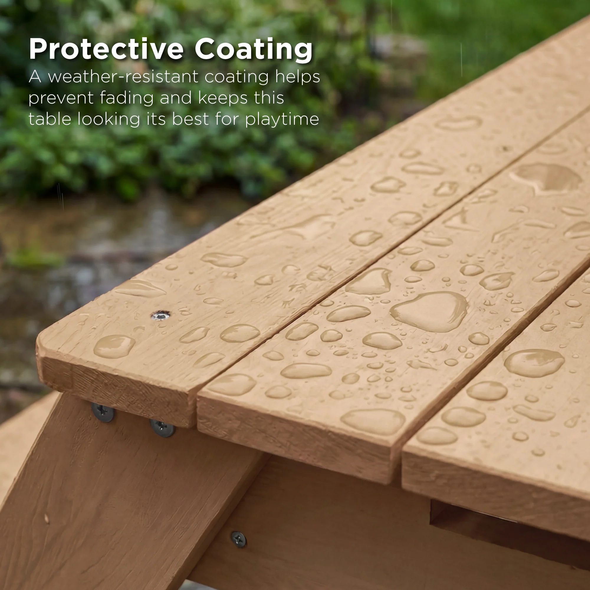 3-in-1 Kids Sand & Water Table Outdoor Wood Picnic Table w/ Umbrella - Image 53