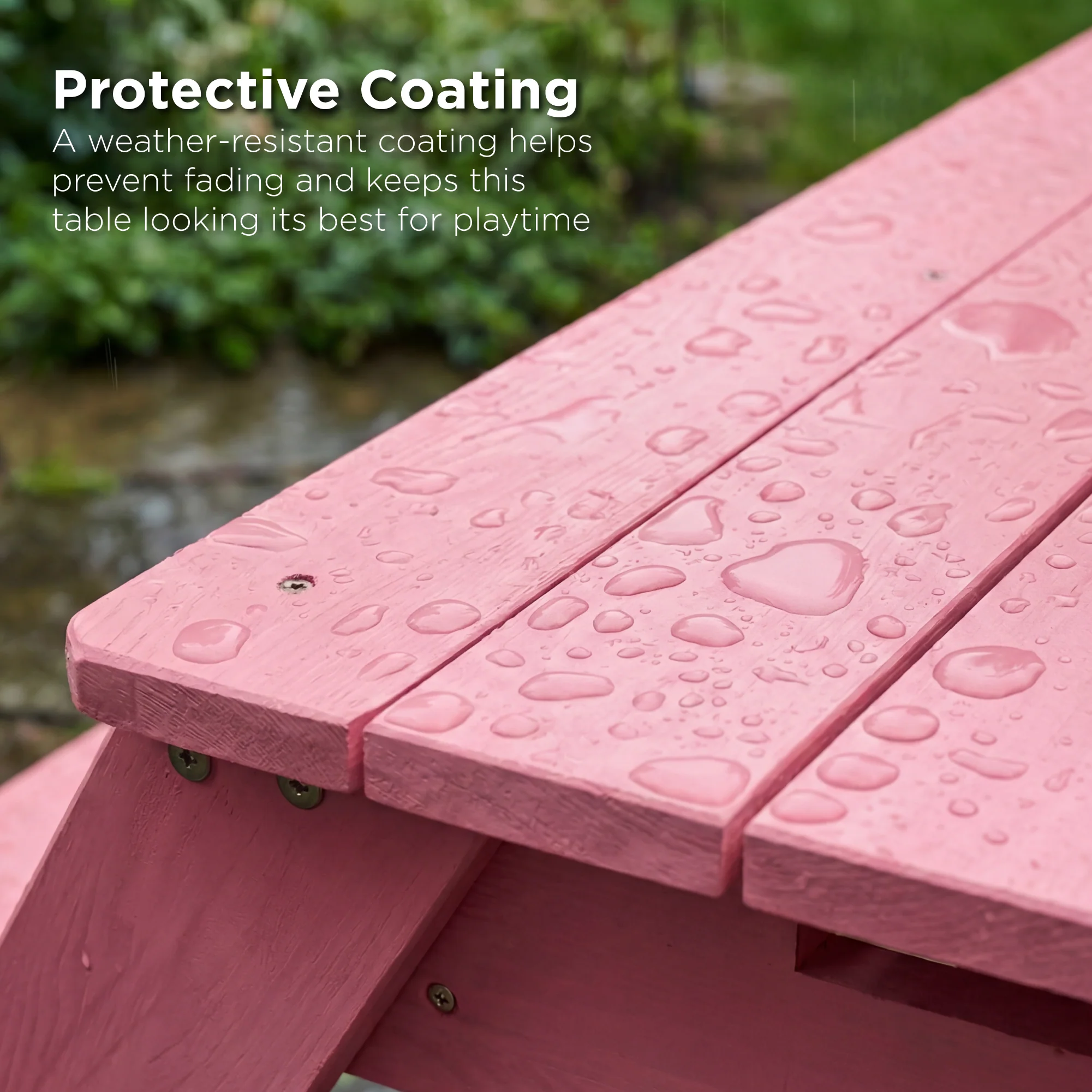3-in-1 Kids Sand & Water Table Outdoor Wood Picnic Table w/ Umbrella - Image 7