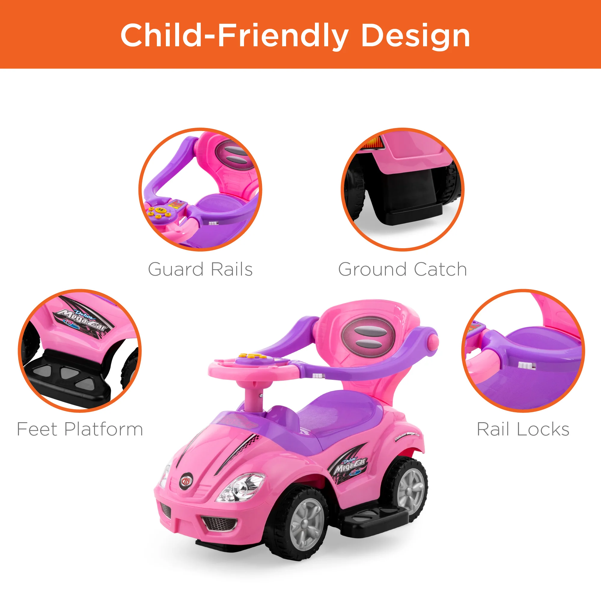 3-in-1 Kids Push Car w/ Handle and Horn - Image 10