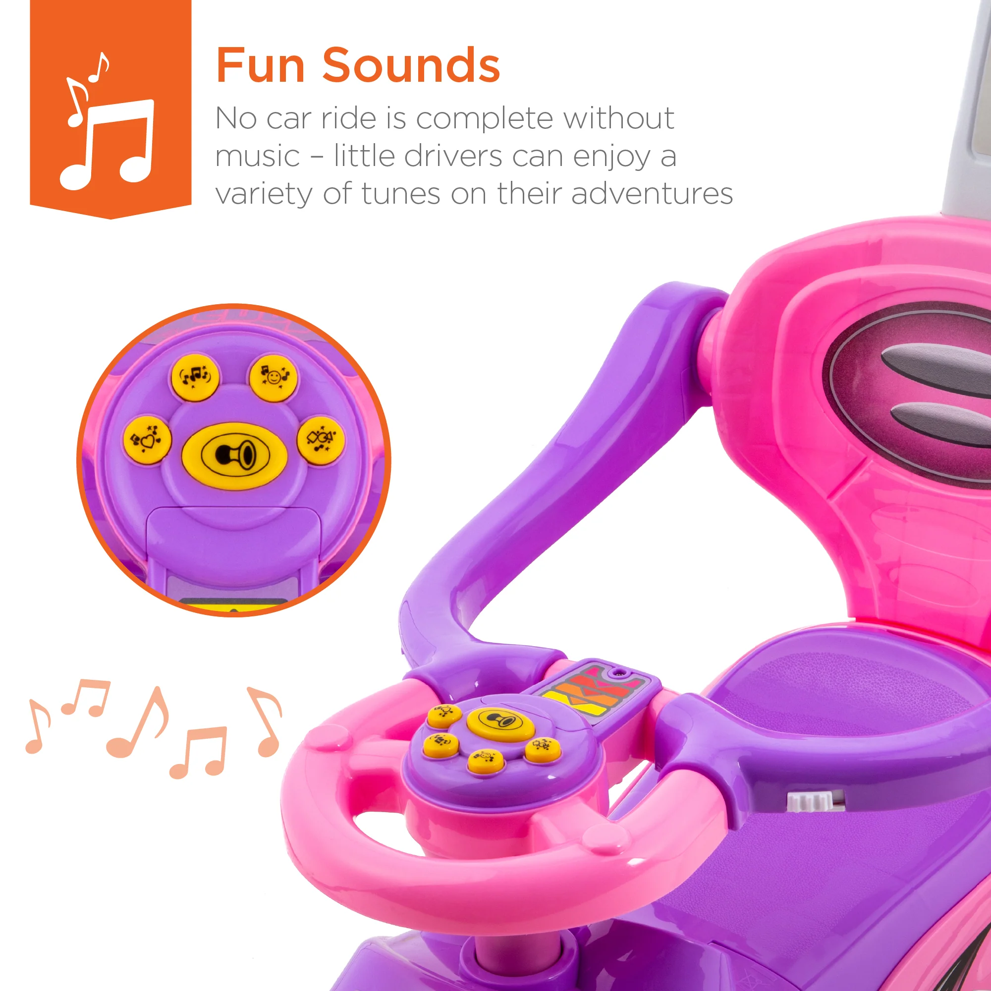 3-in-1 Kids Push Car w/ Handle and Horn - Image 12