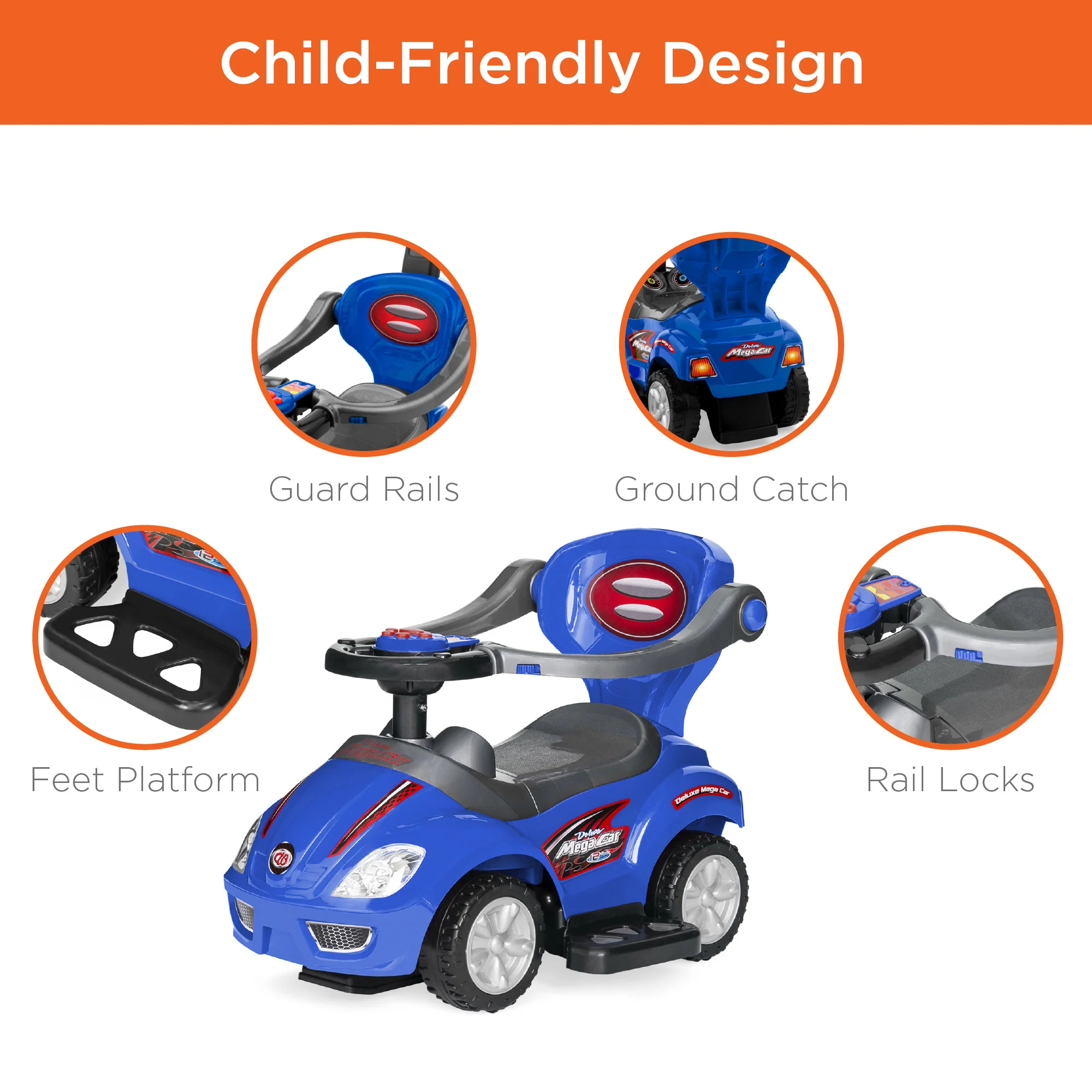 3-in-1 Kids Push Car w/ Handle and Horn - Image 31