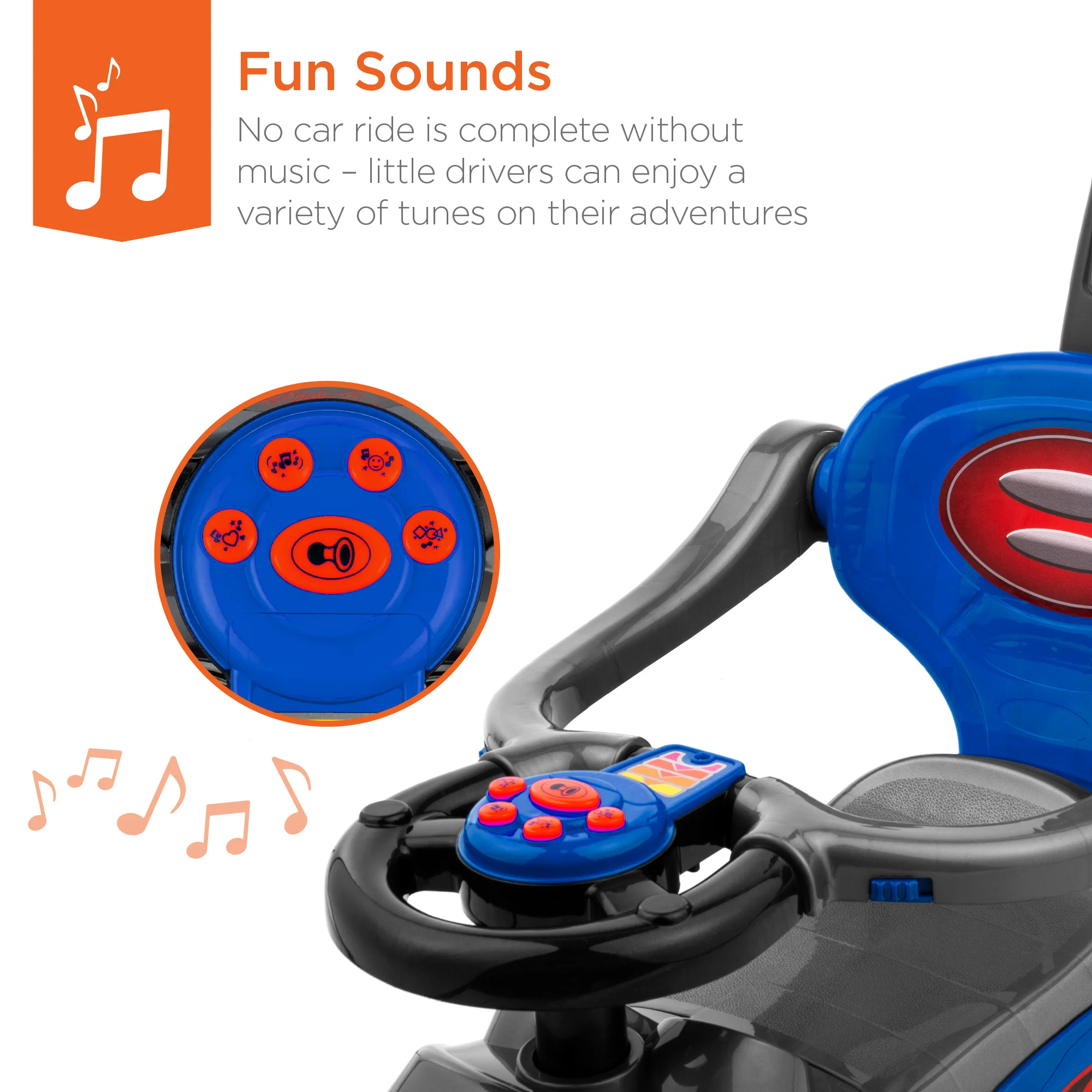 3-in-1 Kids Push Car w/ Handle and Horn - Image 33