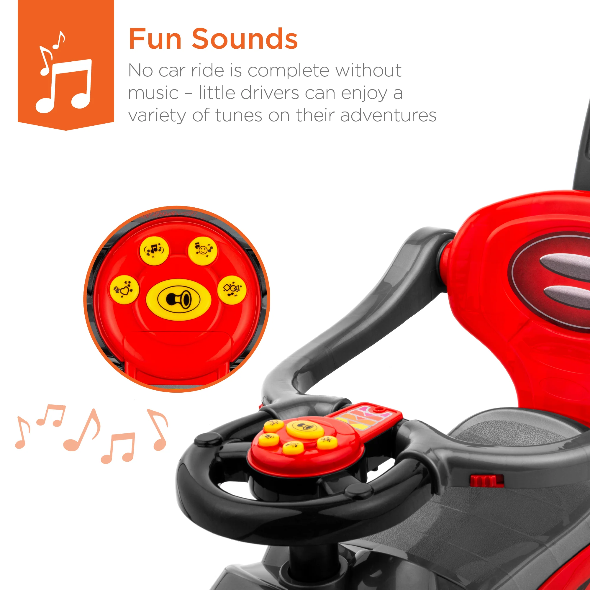 3-in-1 Kids Push Car w/ Handle and Horn - Image 5