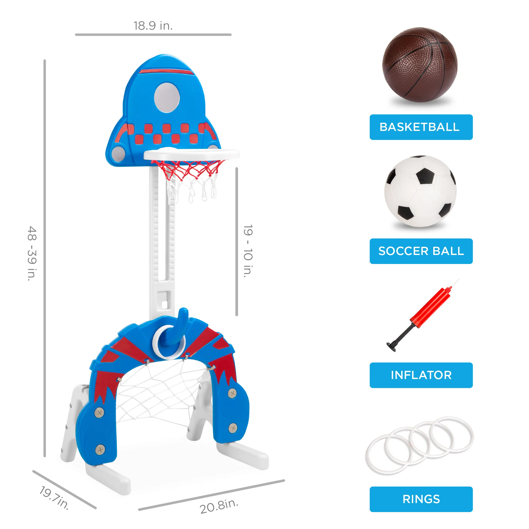 3-in-1 Toddler Basketball Hoop Sports Activity Center Play Set - Image 7