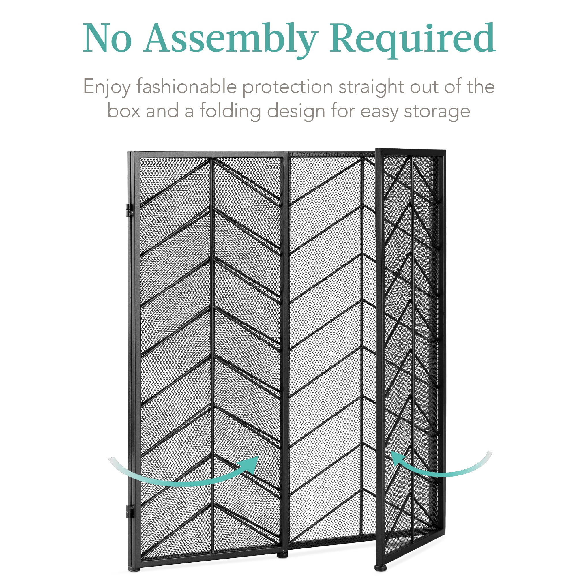 3-Panel Iron Chevron Fireplace Screen w/ Handles - 52x31in - Image 13