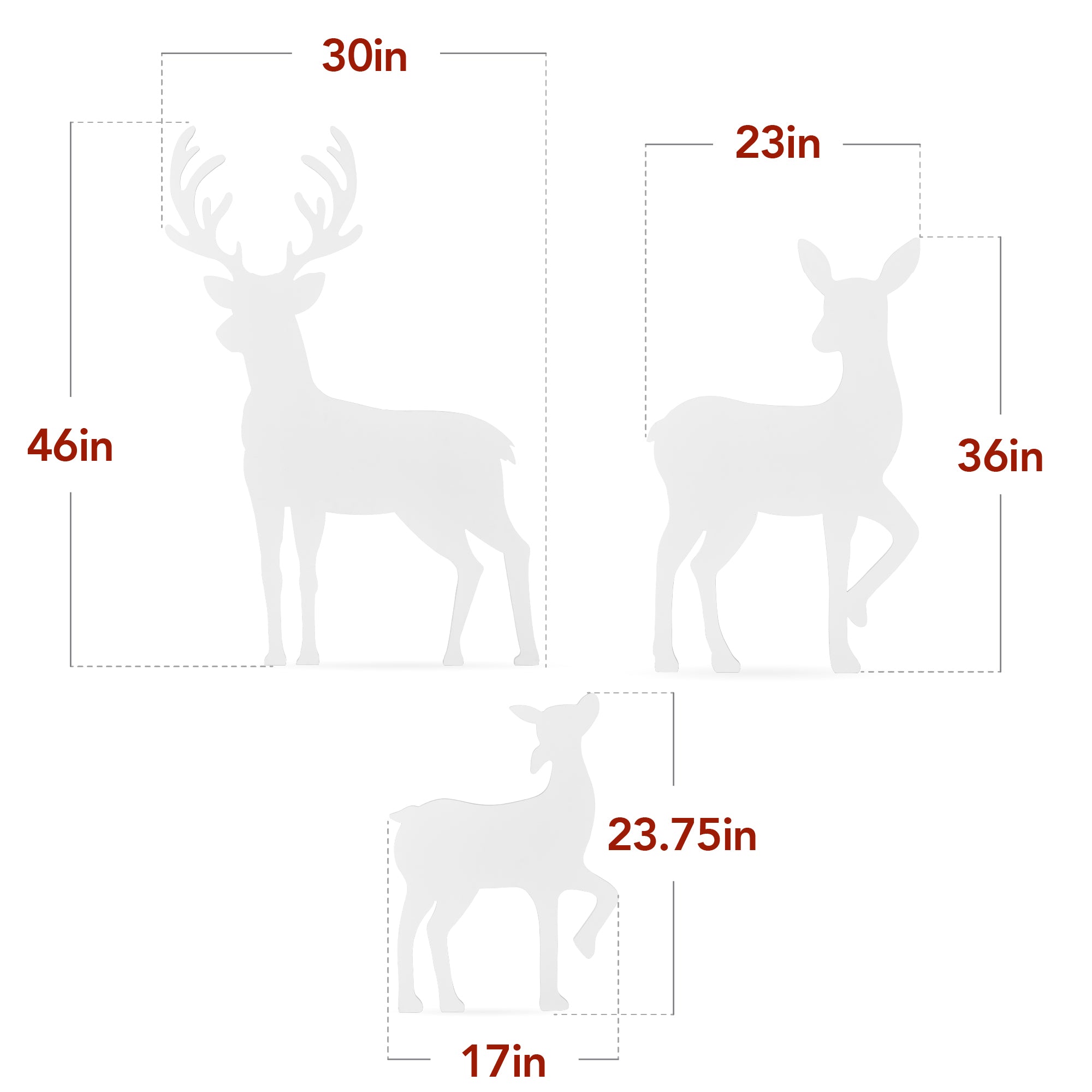 3-Piece 2D Deer Family Silhouette Yard Decoration w/ Buck, Doe, Fawn - 46in - Image 6
