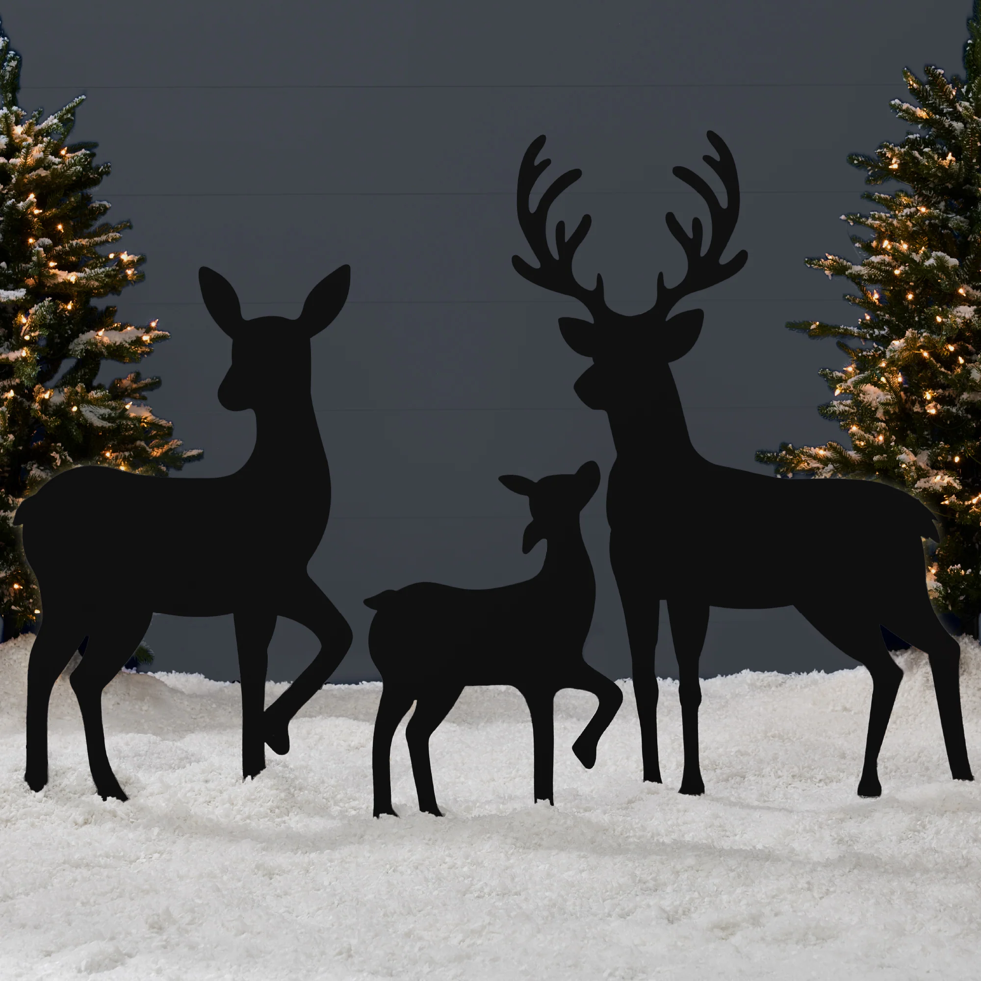 3-Piece 2D Deer Family Silhouette Yard Decoration w/ Buck, Doe, Fawn - 46in - Image 7