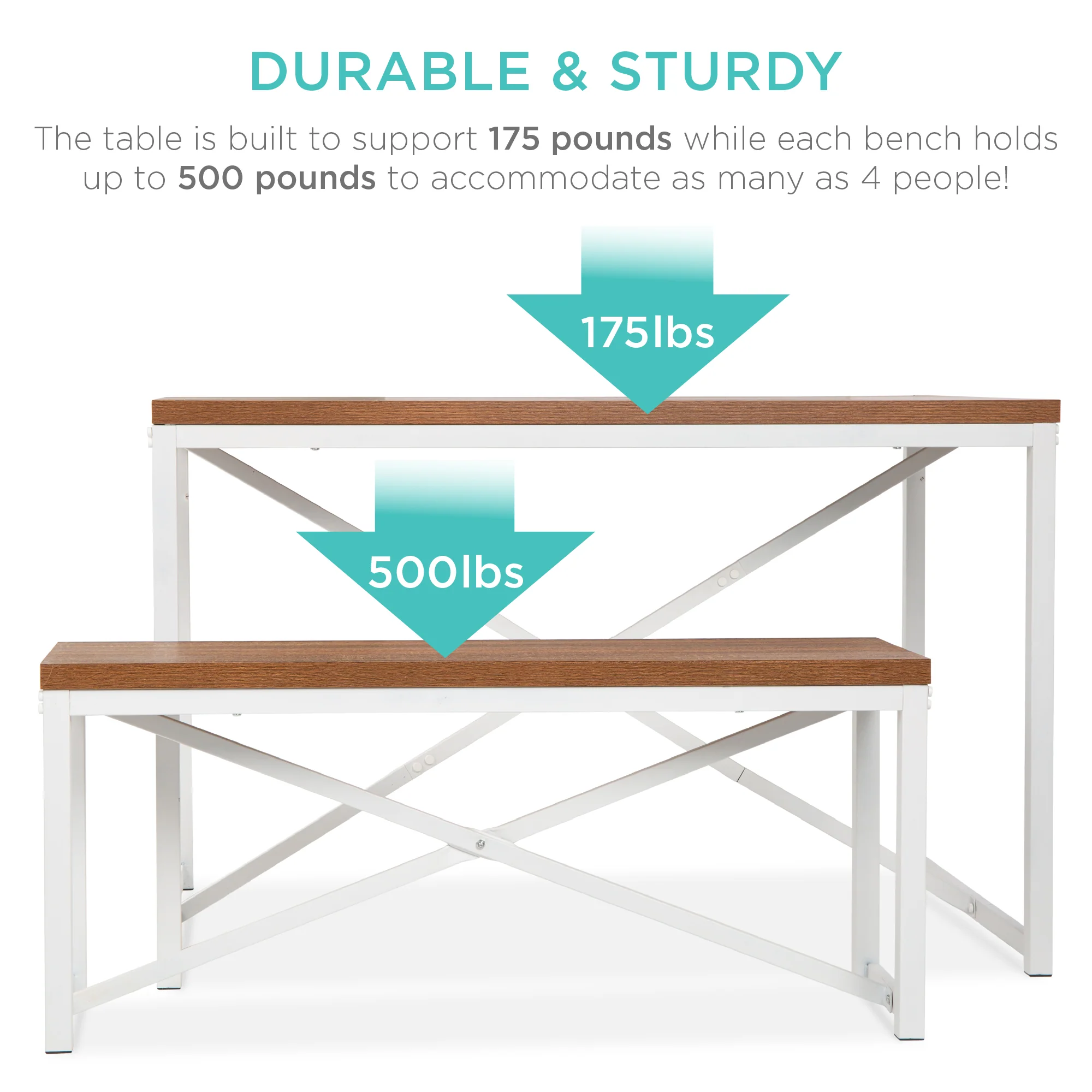 3-Piece Bench Style Dining Furniture Set w/ 2 Benches, Table - 45.5in - Image 20
