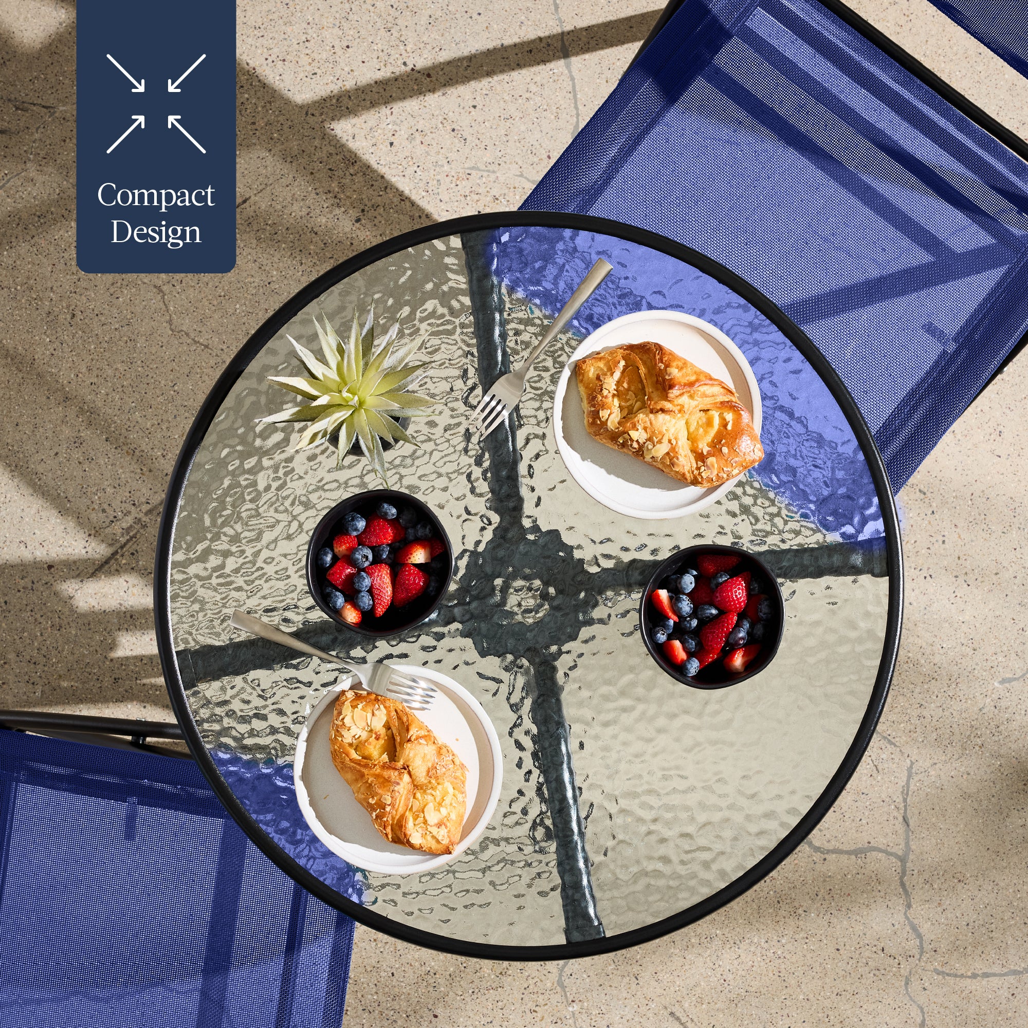 3-Piece Bistro Set w/ Glass Table, 2 Foldable Chairs - Image 77