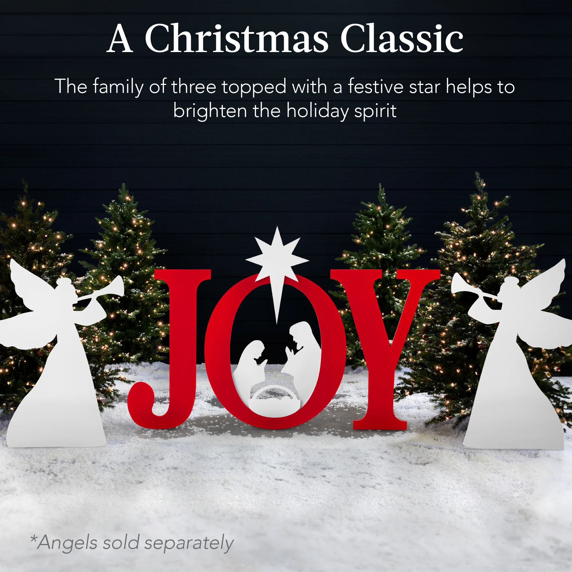 3-Piece Christmas JOY Nativity Yard Decoration w/ Ground Stakes - 46in - Image 10