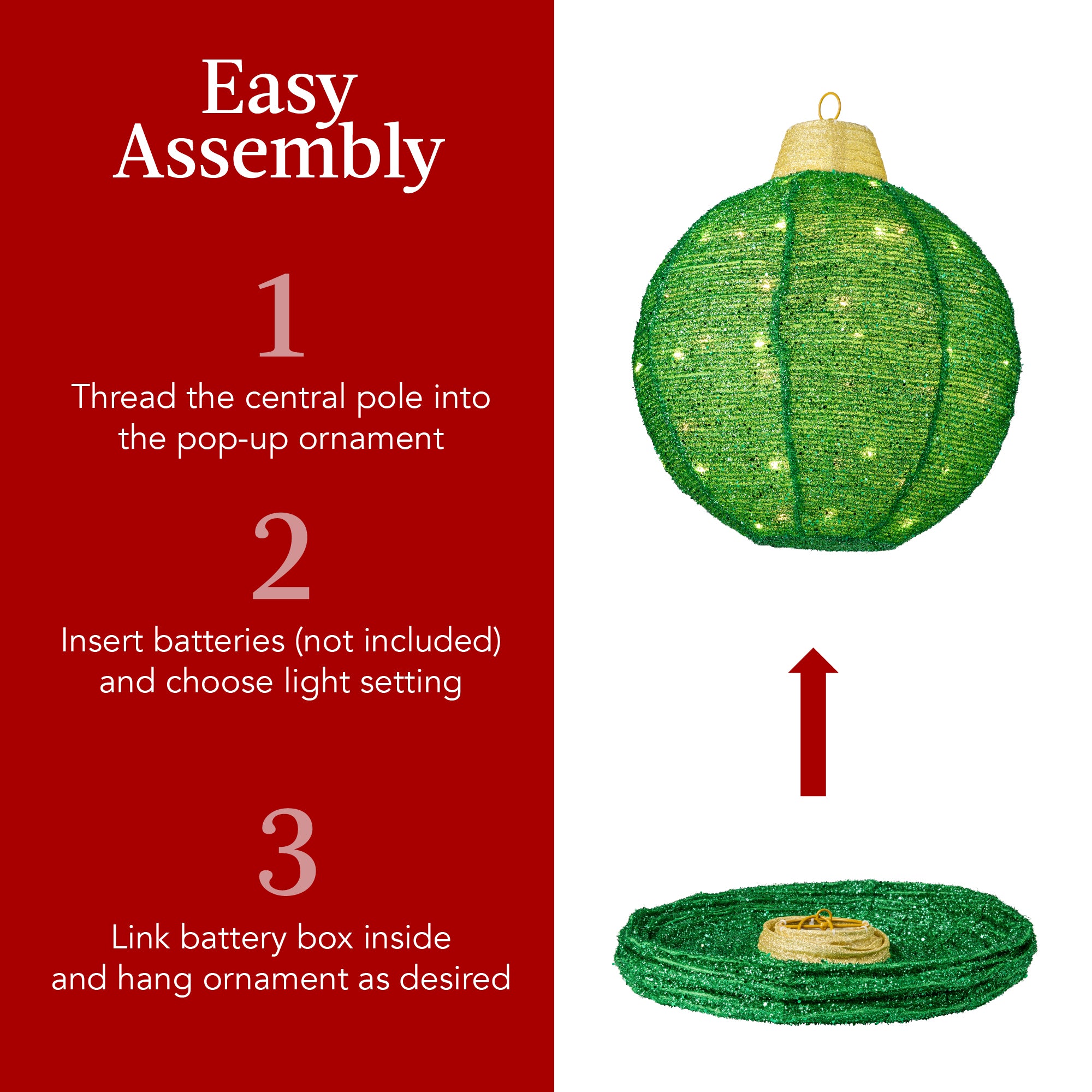 3-Piece Hanging Pop-Up Ornaments Outdoor Christmas Decor, LED Lights - Image 12