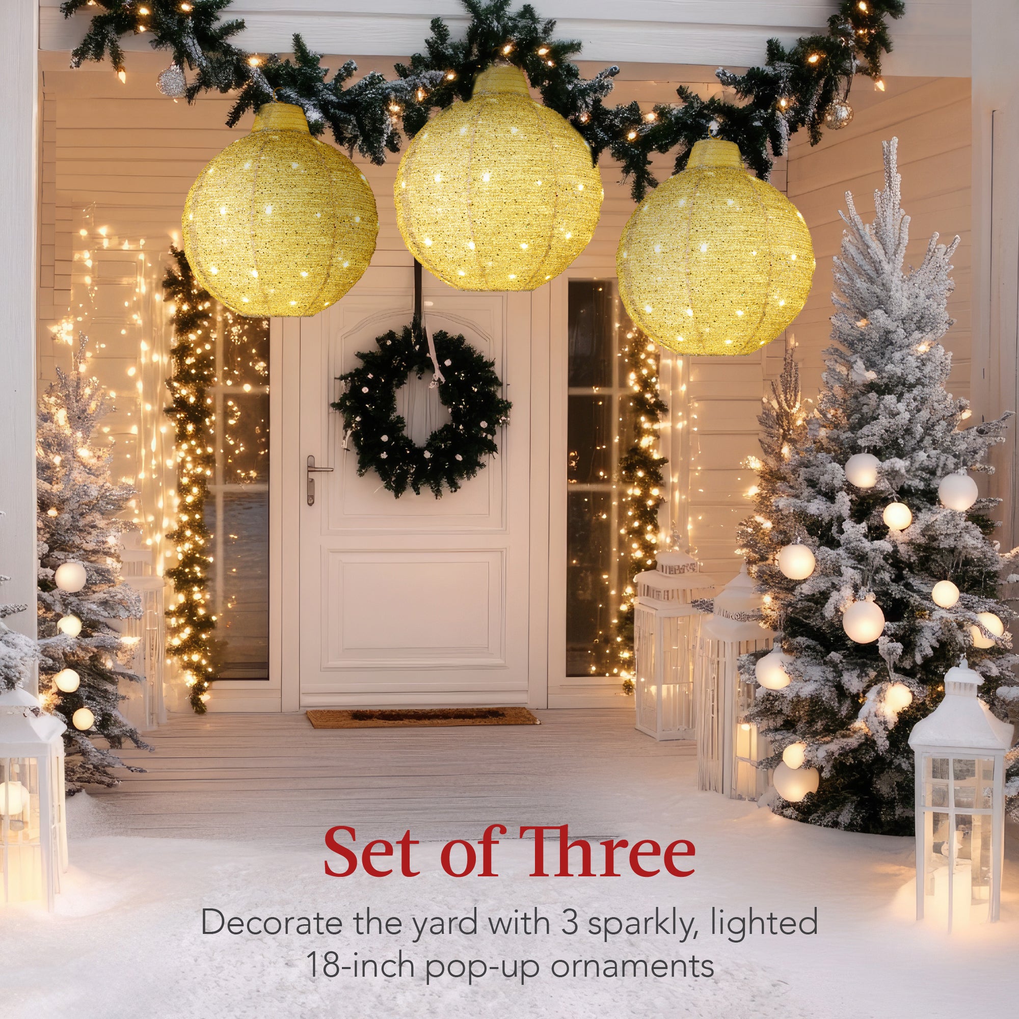 3-Piece Hanging Pop-Up Ornaments Outdoor Christmas Decor, LED Lights - Image 16