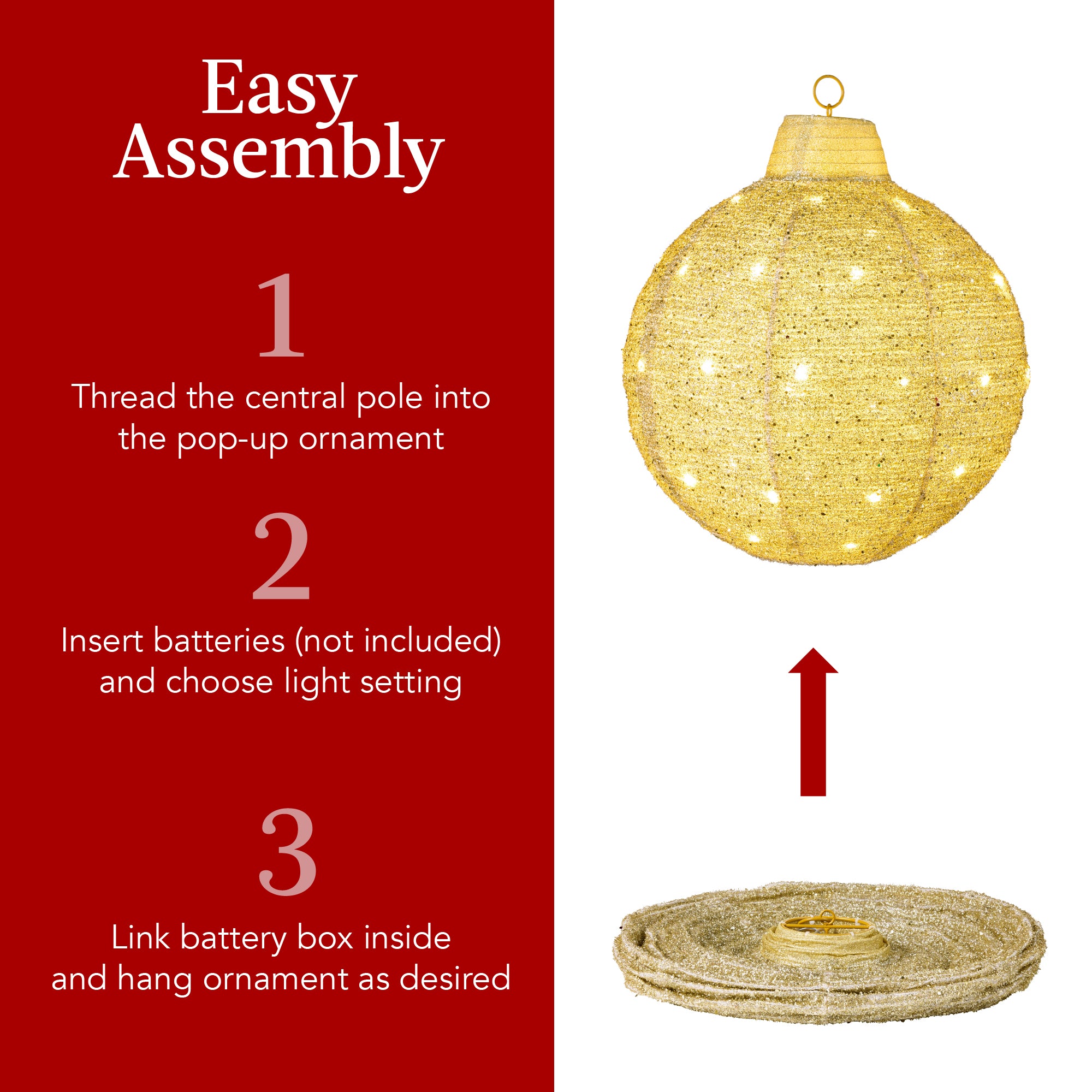 3-Piece Hanging Pop-Up Ornaments Outdoor Christmas Decor, LED Lights - Image 19