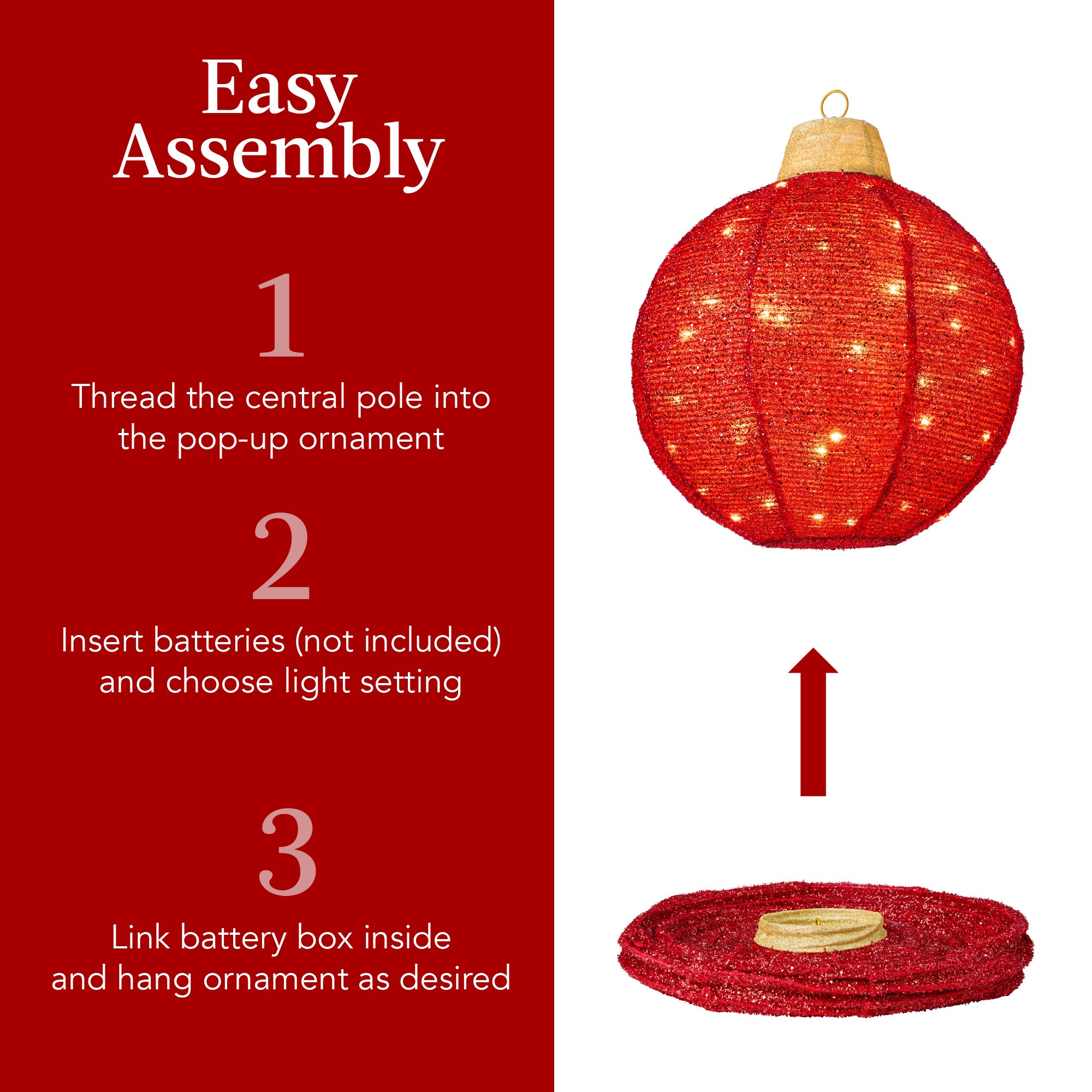 3-Piece Hanging Pop-Up Ornaments Outdoor Christmas Decor, LED Lights - Image 5