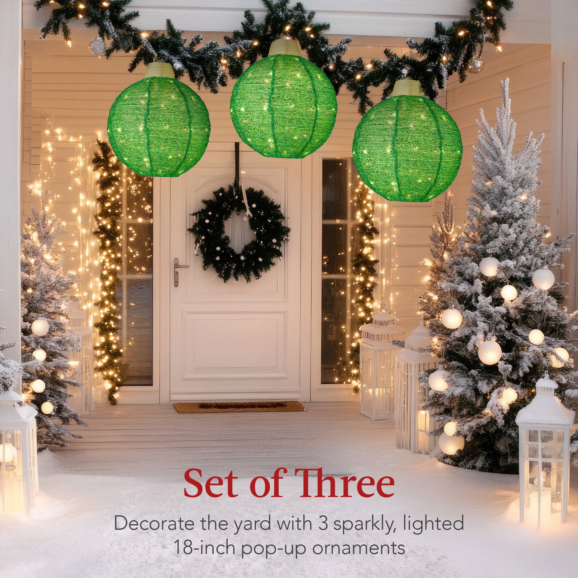 3-Piece Hanging Pop-Up Ornaments Outdoor Christmas Decor, LED Lights - Image 9