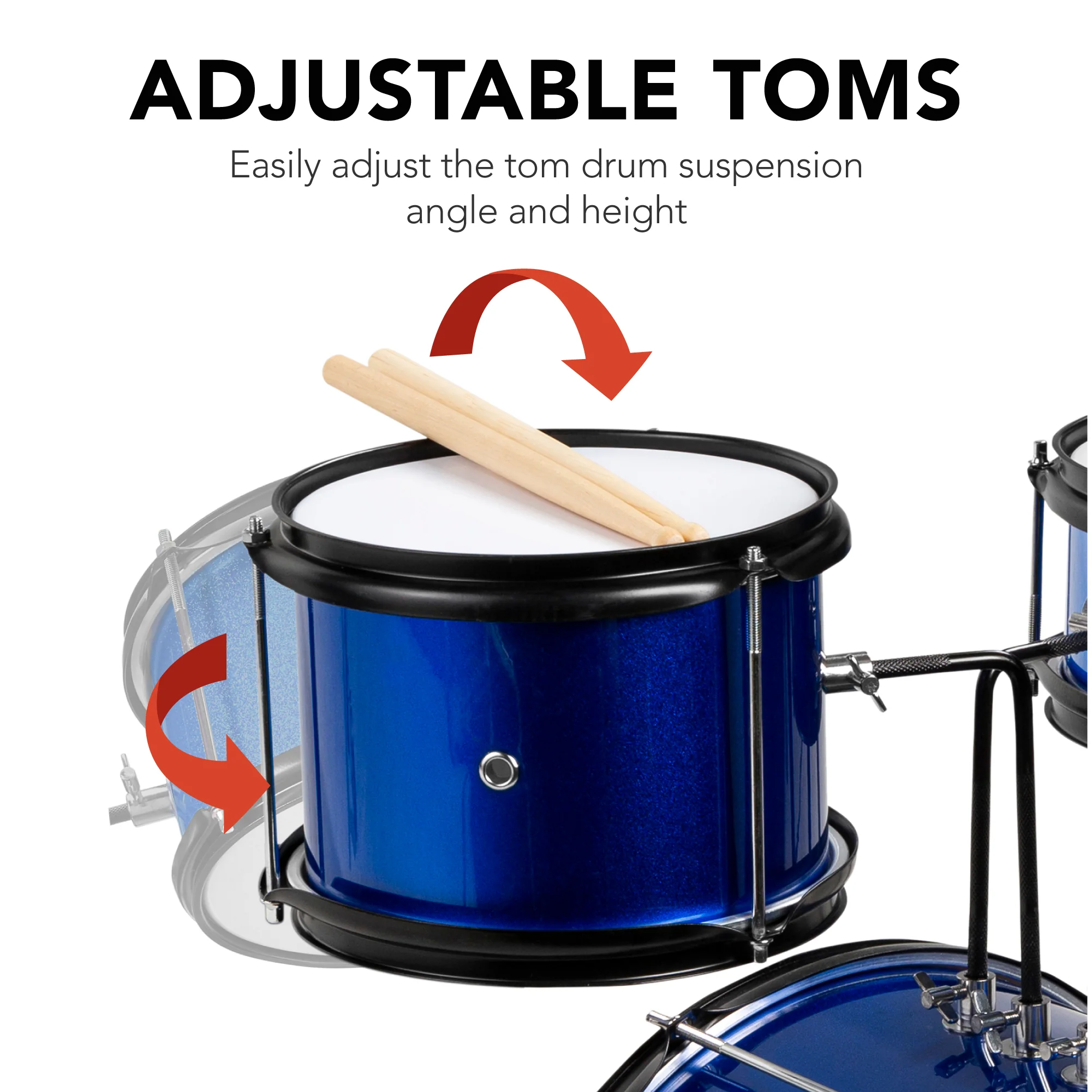 Kids Beginner 3-Piece Drum, Musical Instrument Set w/ Sticks, Stool, Pedal - Image 11