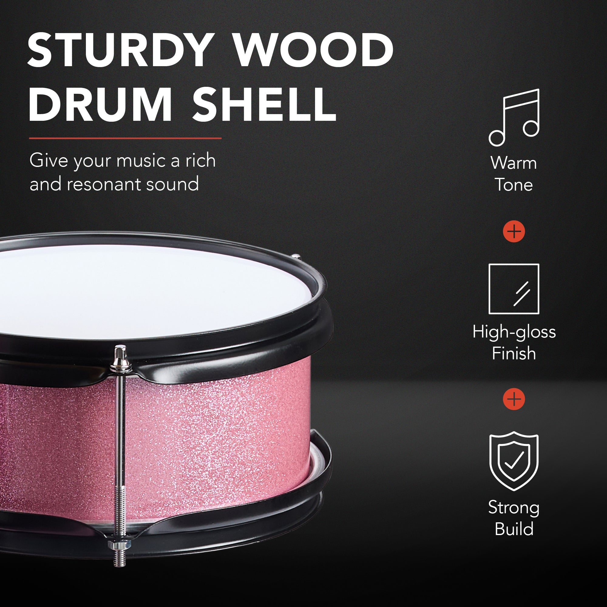 Kids Beginner 3-Piece Drum, Musical Instrument Set w/ Sticks, Stool, Pedal - Image 17