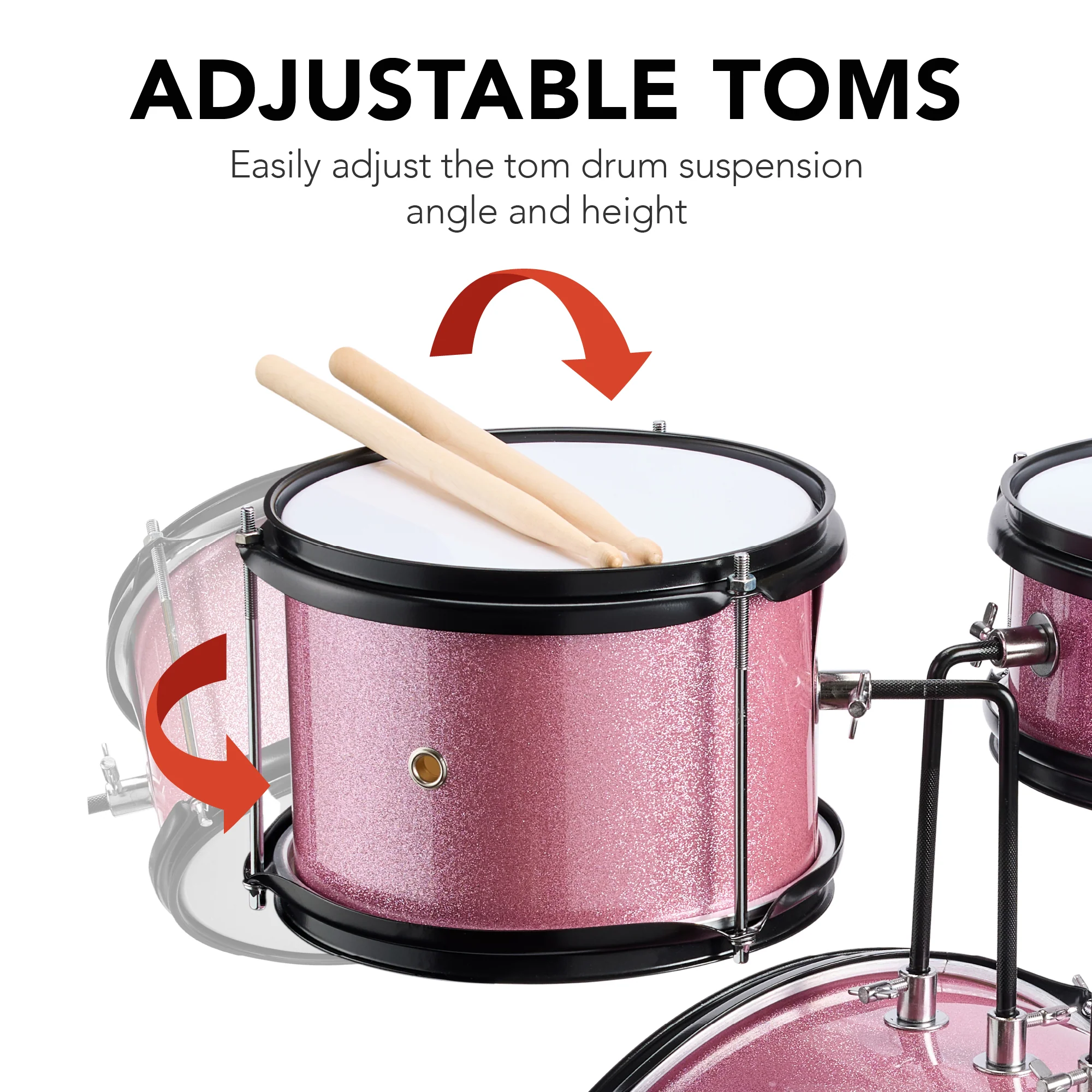 Kids Beginner 3-Piece Drum, Musical Instrument Set w/ Sticks, Stool, Pedal - Image 18