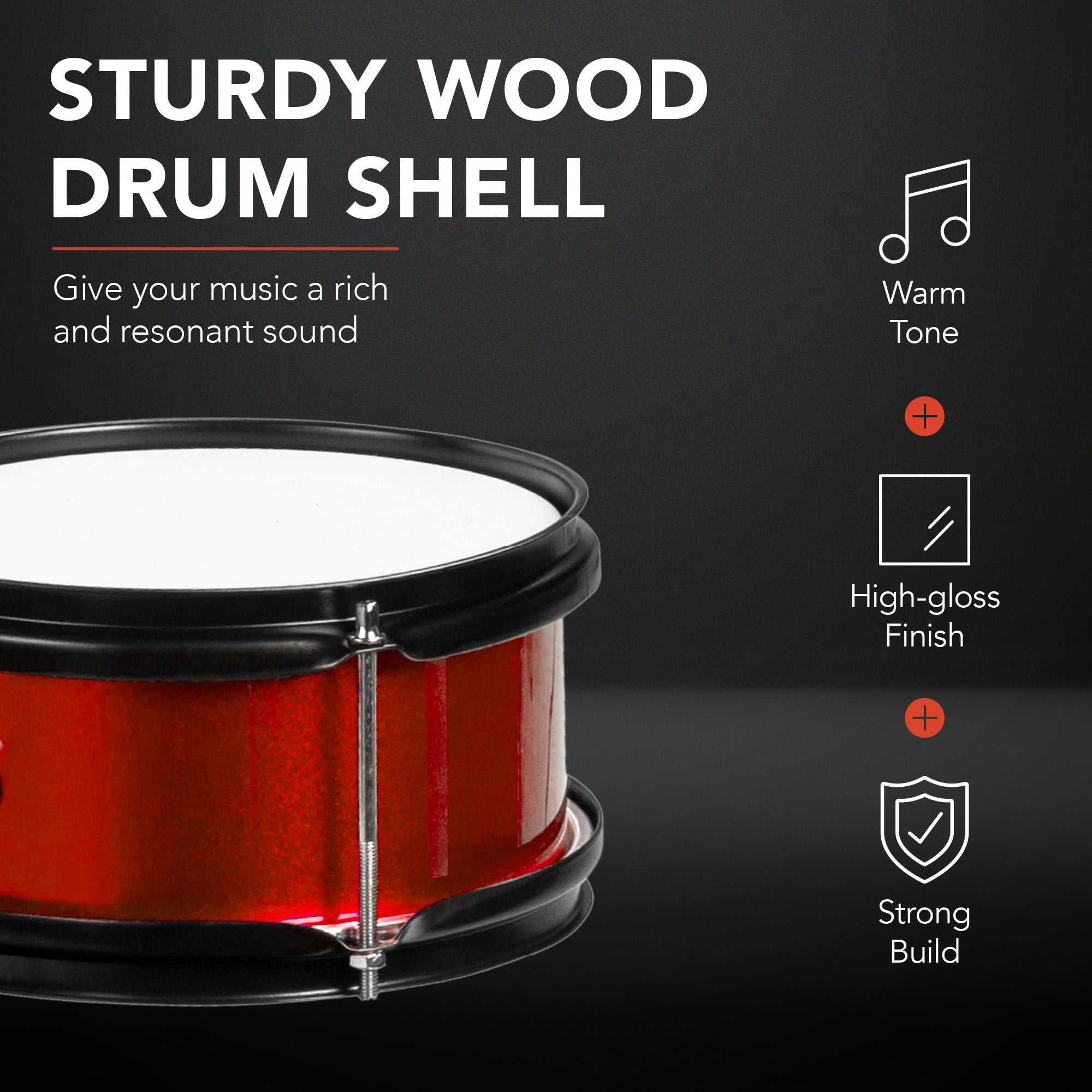 Kids Beginner 3-Piece Drum, Musical Instrument Set w/ Sticks, Stool, Pedal - Image 37