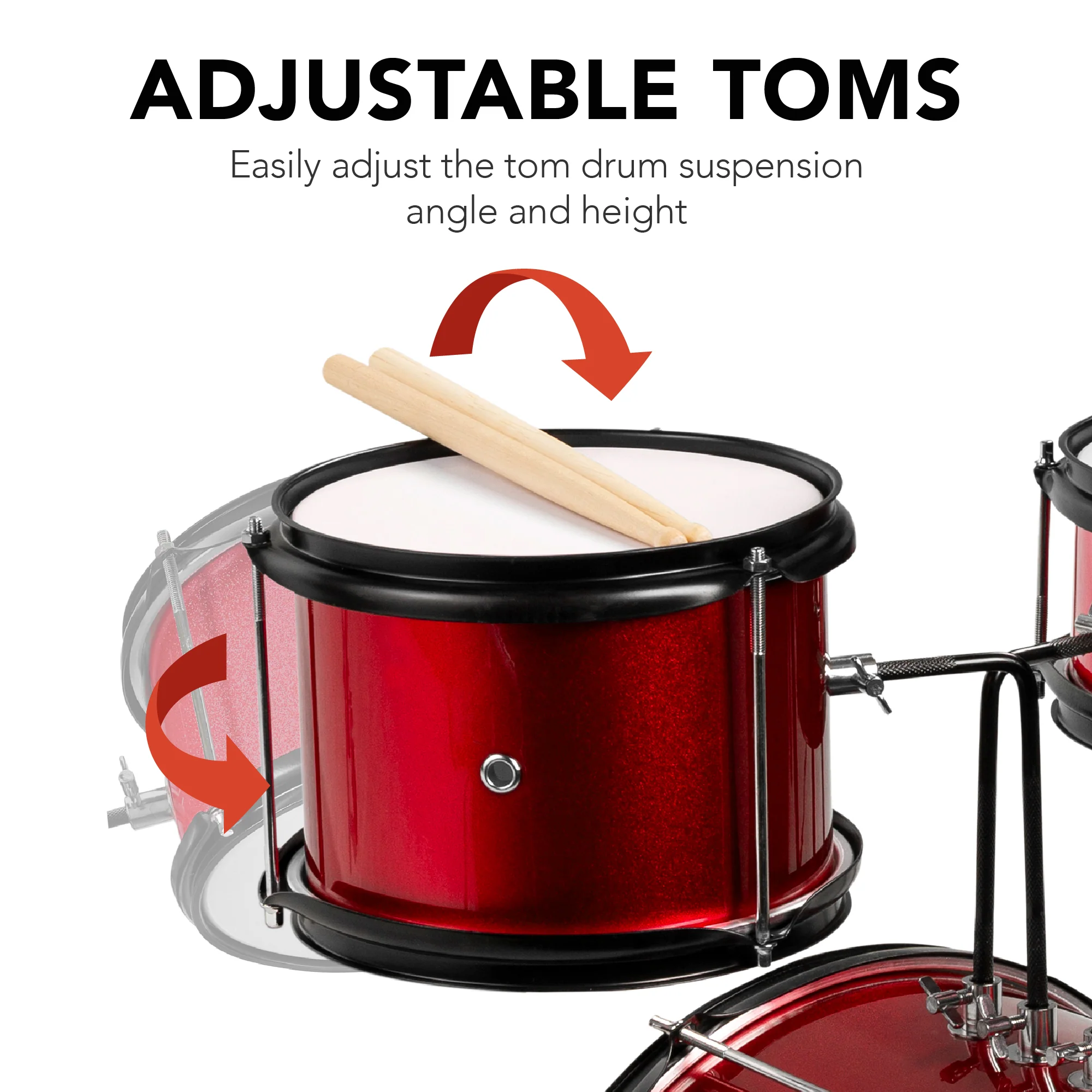 Kids Beginner 3-Piece Drum, Musical Instrument Set w/ Sticks, Stool, Pedal - Image 38