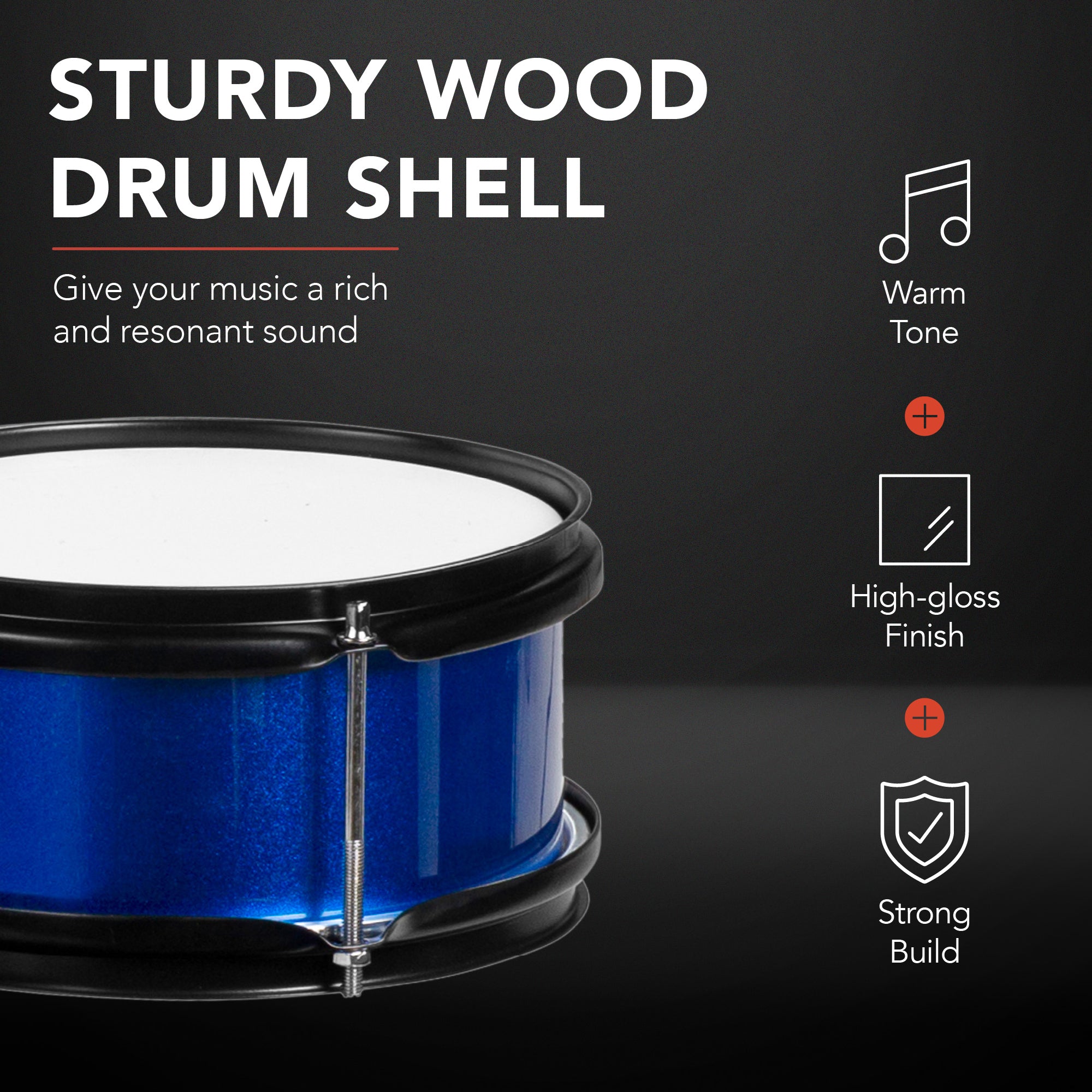 Kids Beginner 3-Piece Drum, Musical Instrument Set w/ Sticks, Stool, Pedal - Image 44