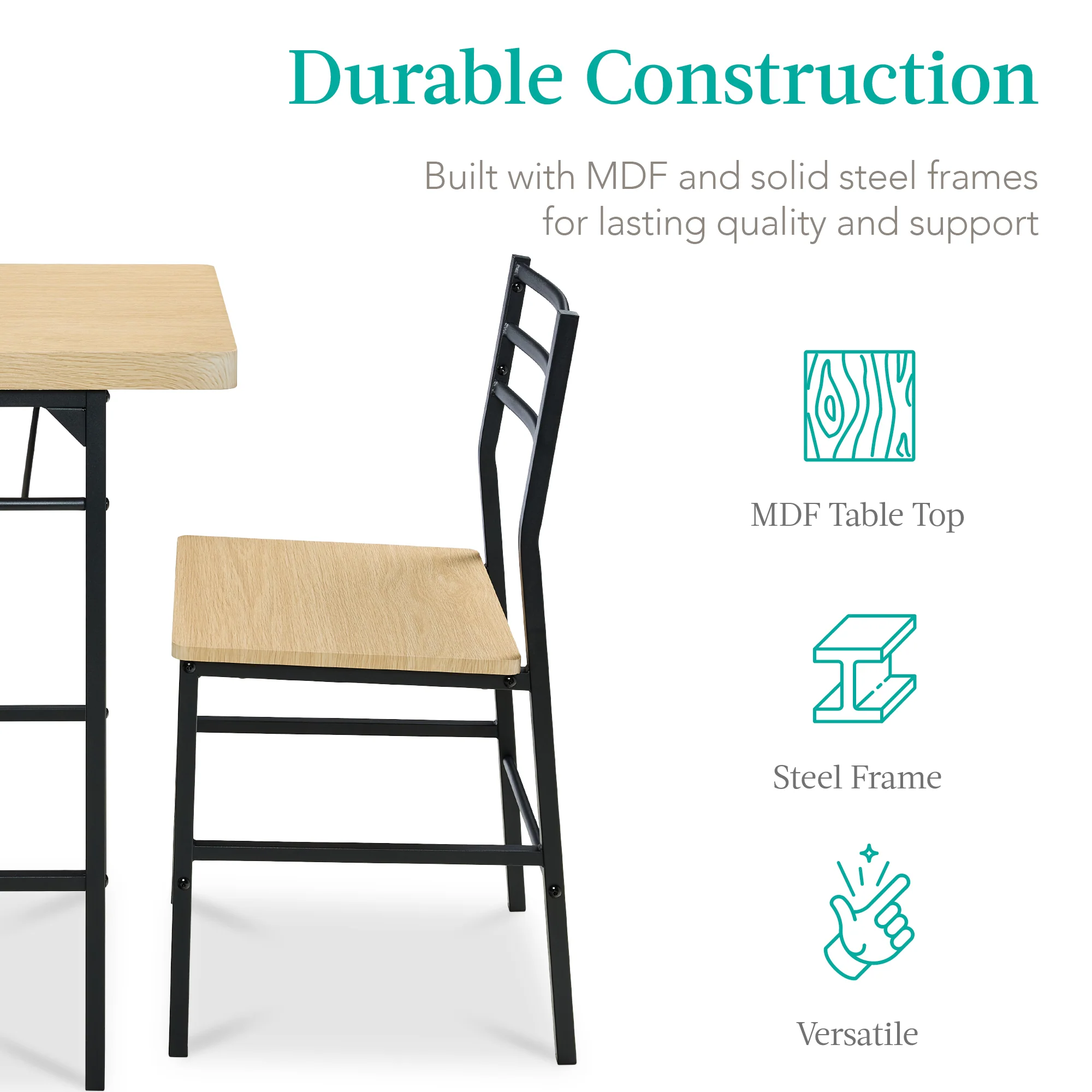 3-Piece Modern Square Dining Set w/ Storage Rack - Image 20