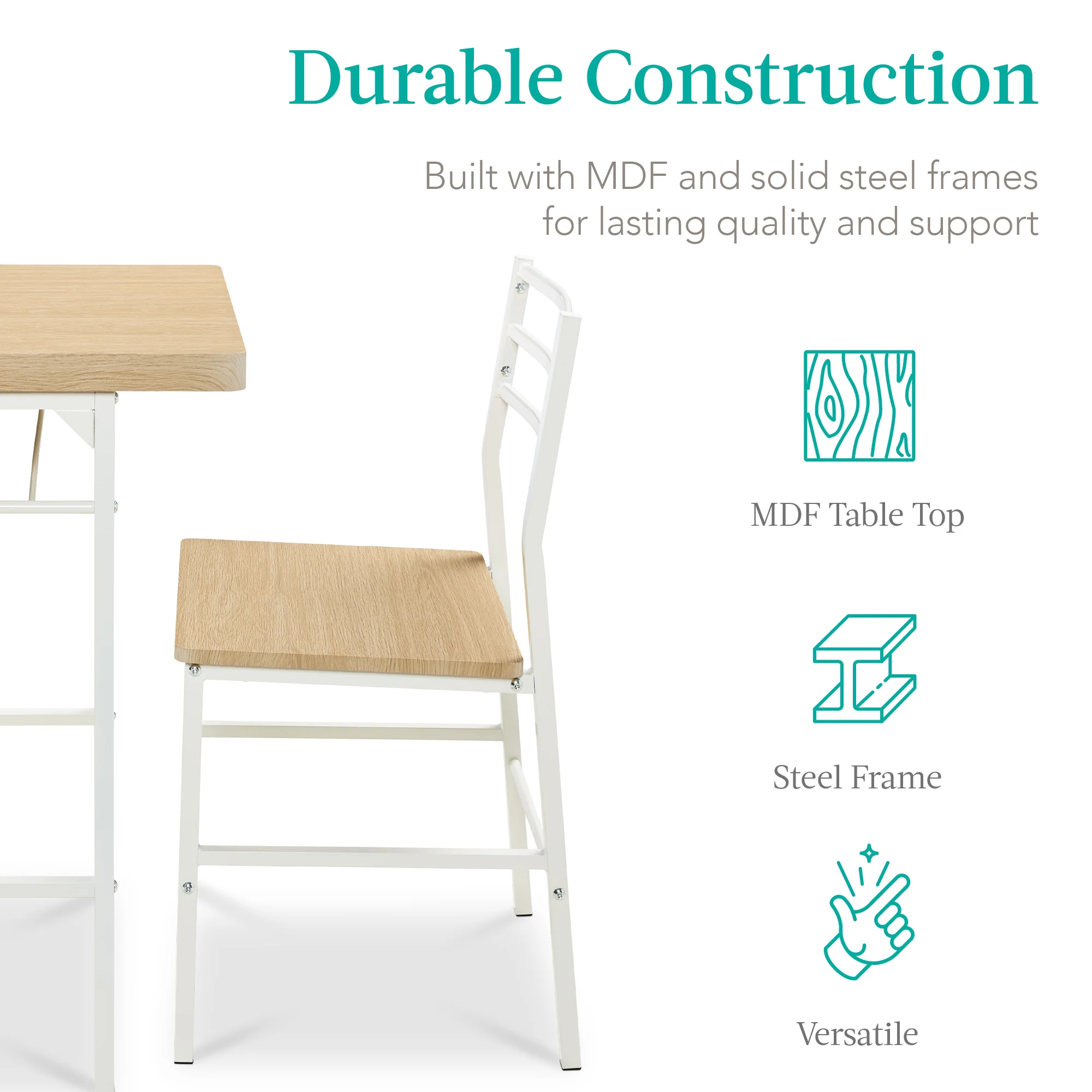 3-Piece Modern Square Dining Set w/ Storage Rack - Image 27