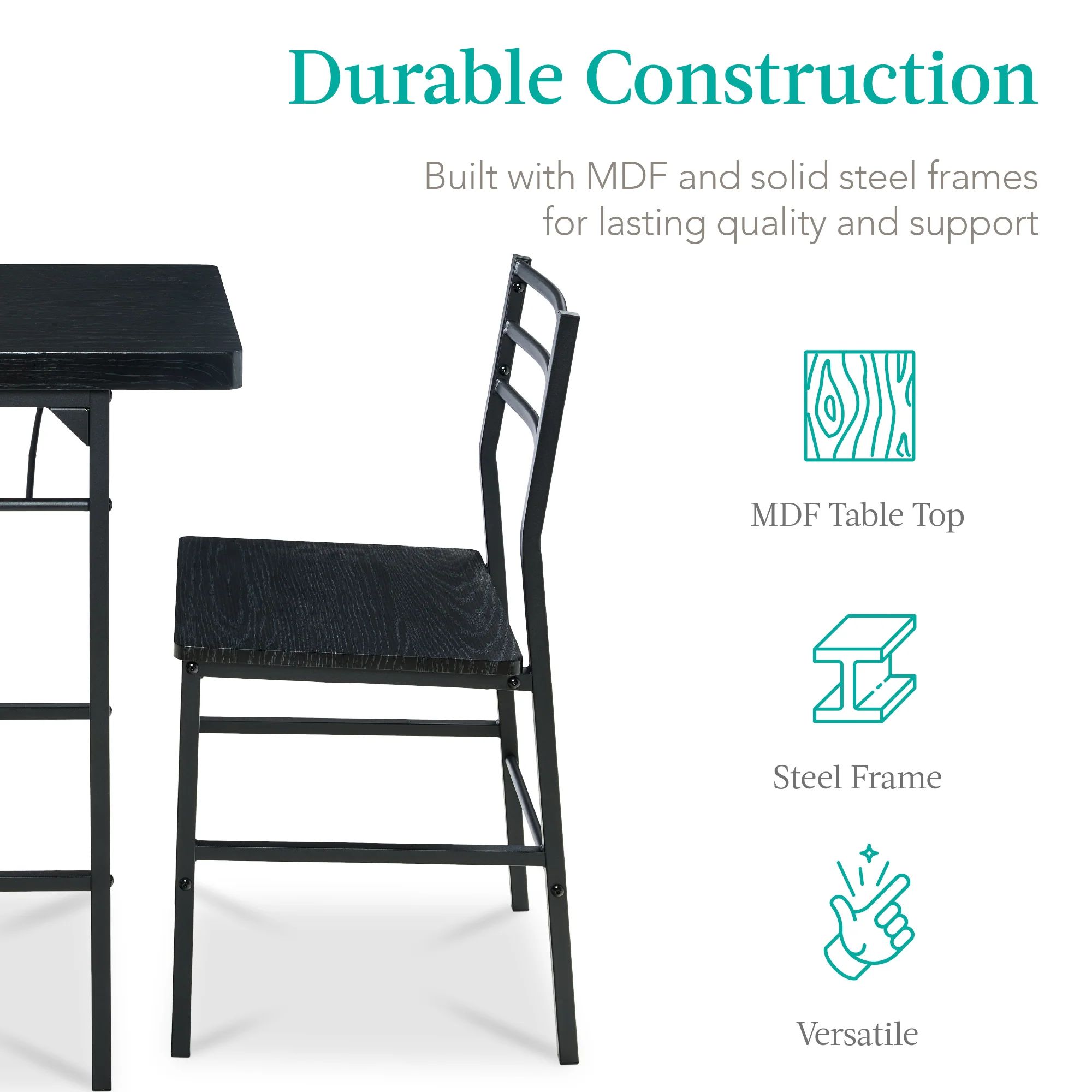 3-Piece Modern Square Dining Set w/ Storage Rack - Image 41