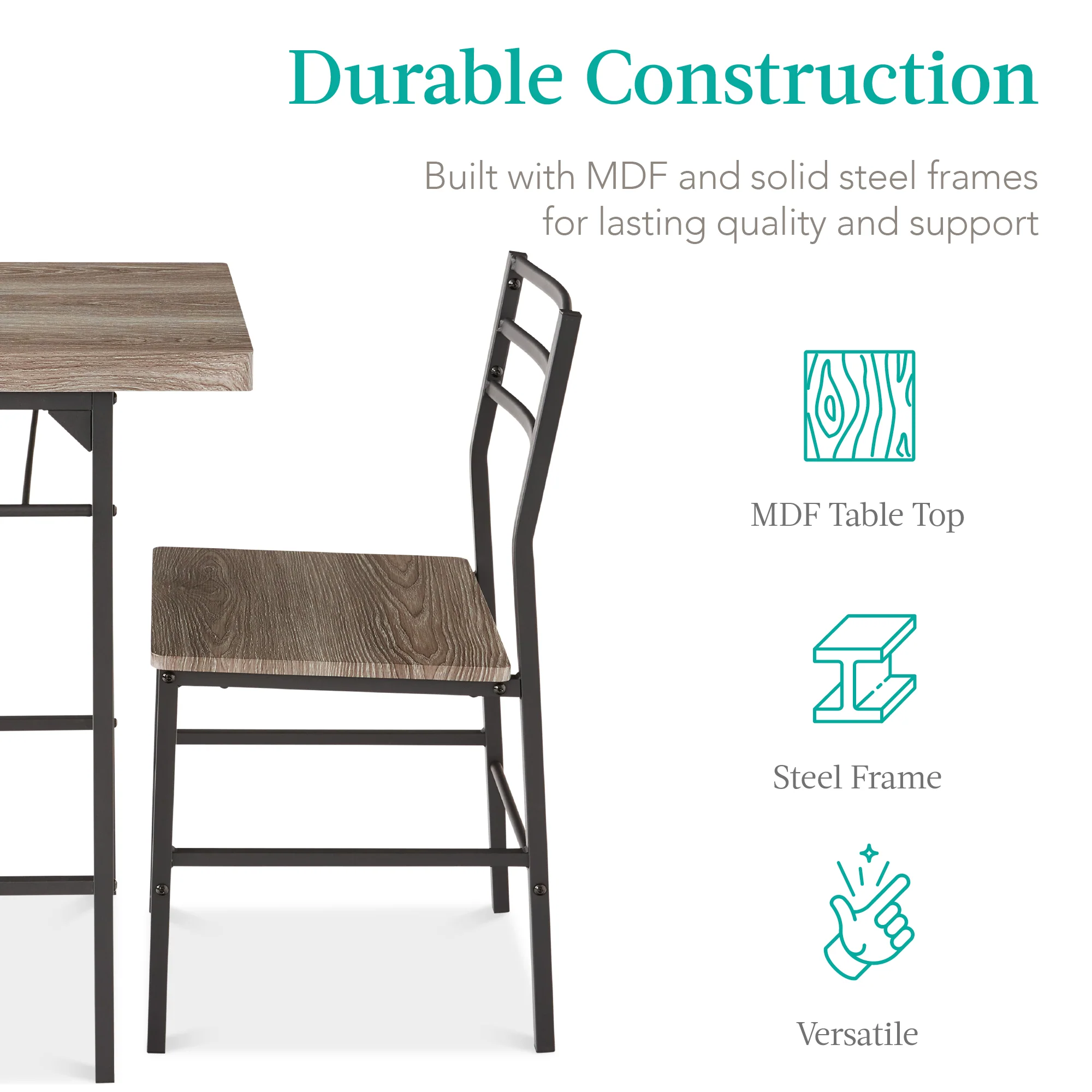 3-Piece Modern Square Dining Set w/ Storage Rack - Image 48