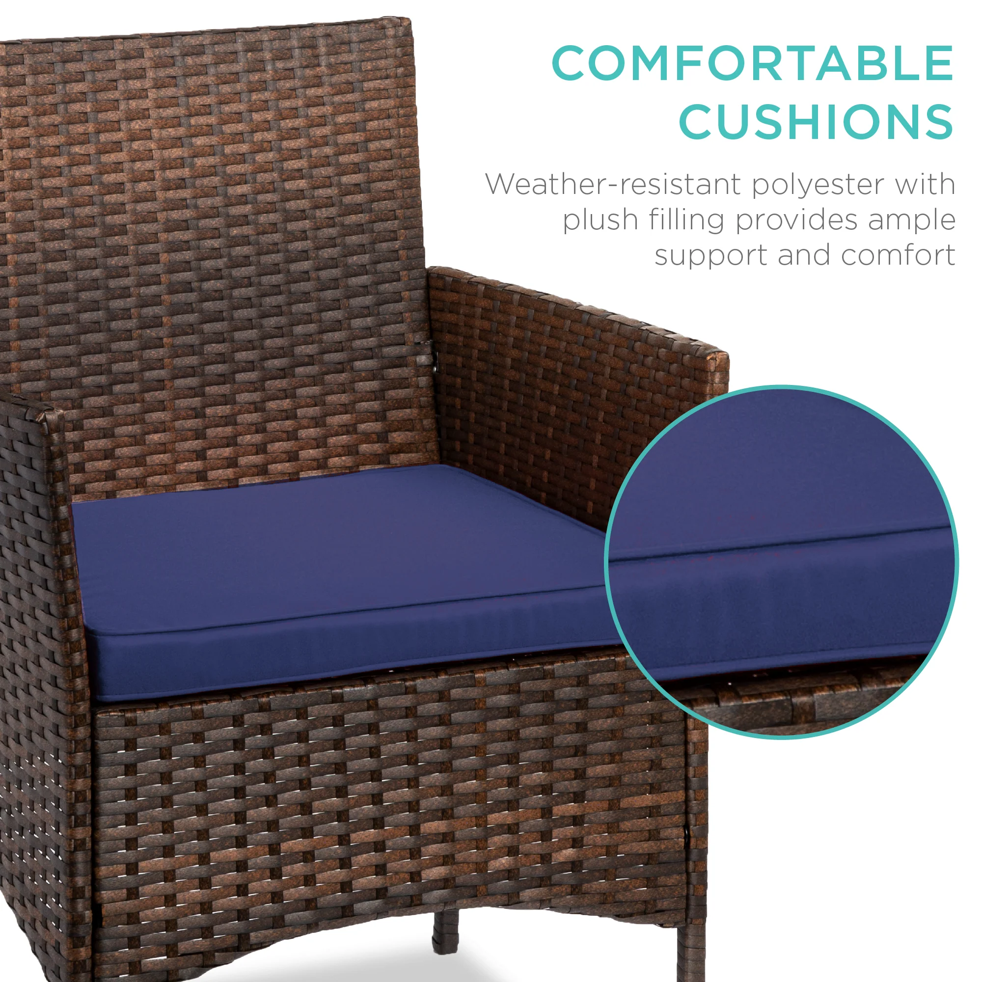 3-Piece Outdoor Patio Wicker Bistro Set w/ Side Storage Table - Image 102