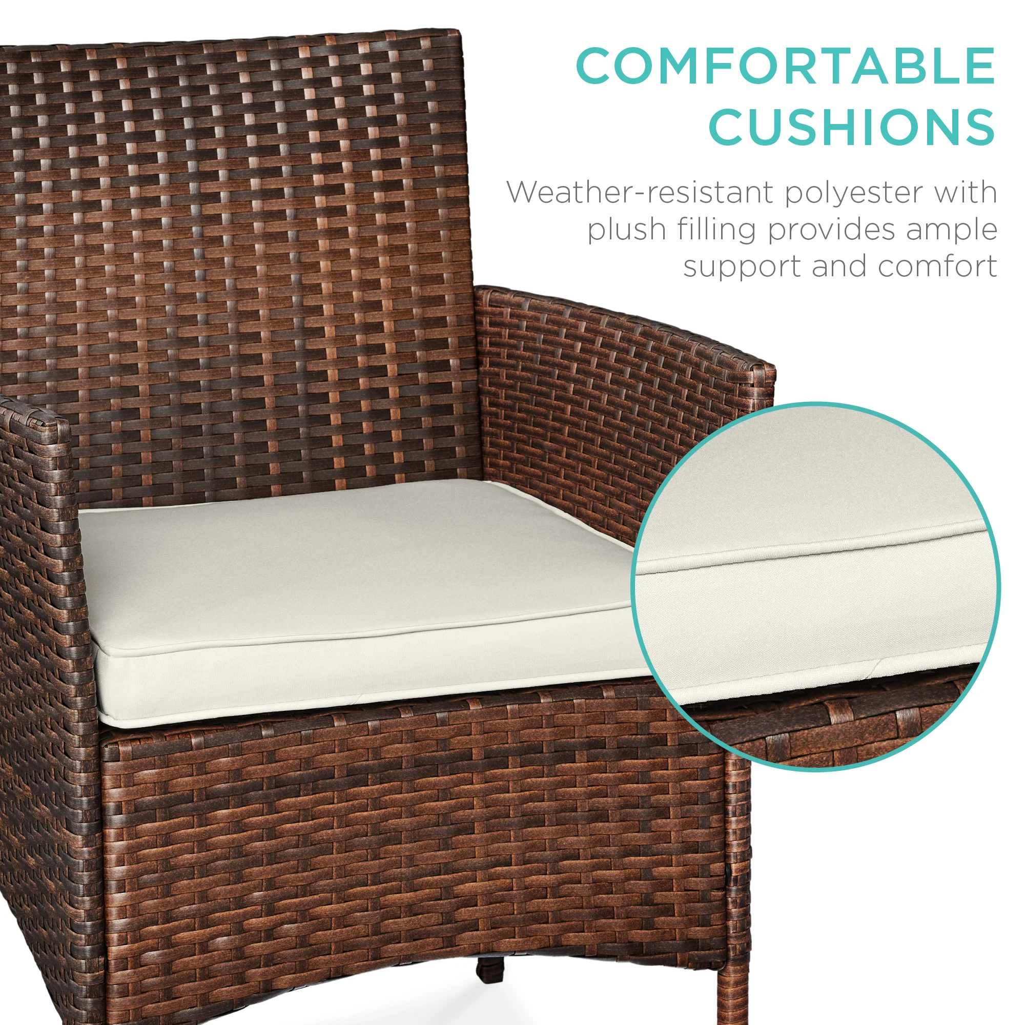 3-Piece Outdoor Patio Wicker Bistro Set w/ Side Storage Table - Image 130