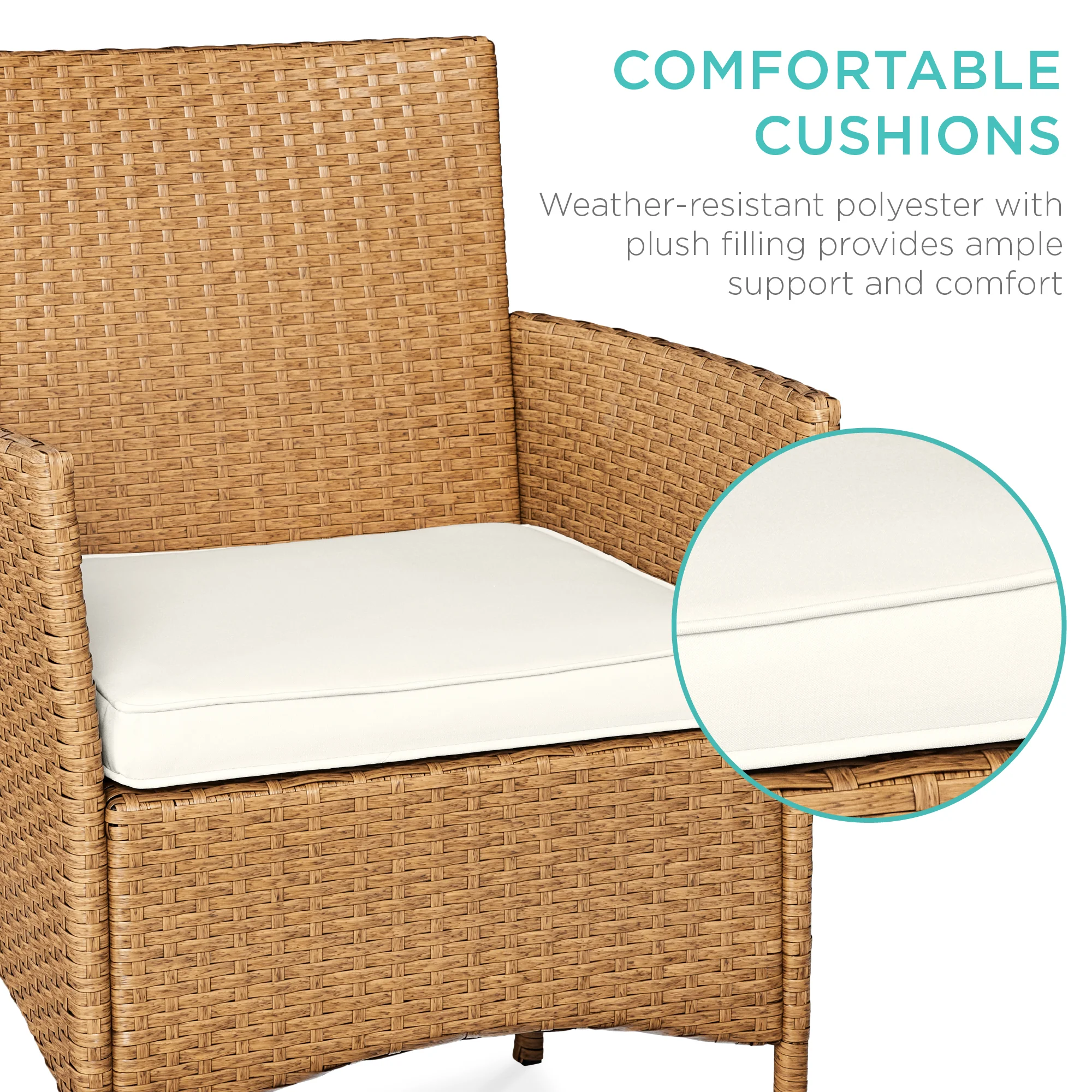 3-Piece Outdoor Patio Wicker Bistro Set w/ Side Storage Table - Image 32
