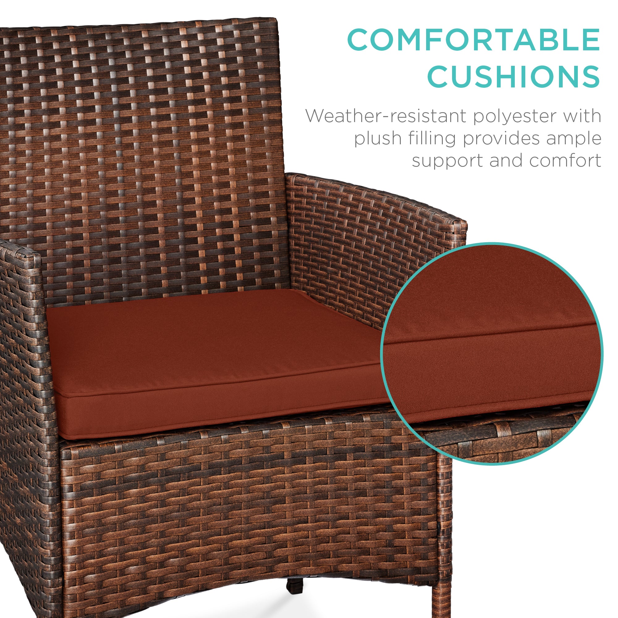 3-Piece Outdoor Patio Wicker Bistro Set w/ Side Storage Table - Image 4