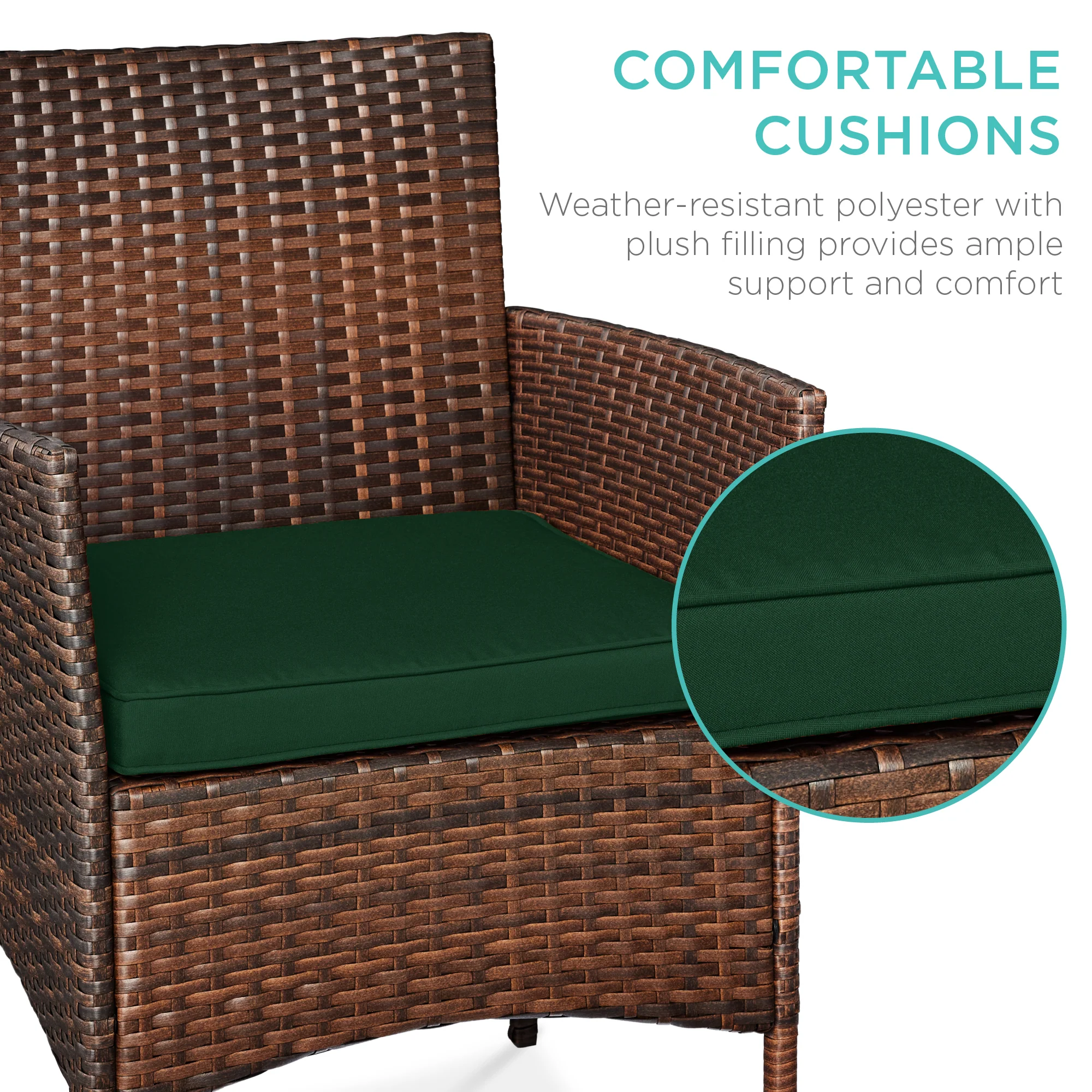 3-Piece Outdoor Patio Wicker Bistro Set w/ Side Storage Table - Image 81