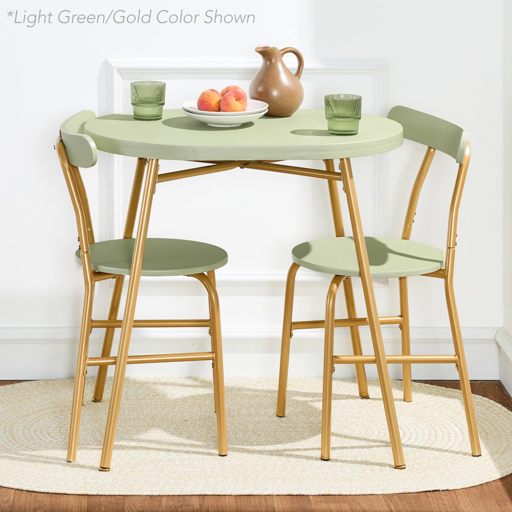 3-Piece Oval Dining Table Set, Small Kitchen Set w/ 2 Chairs - Image 11