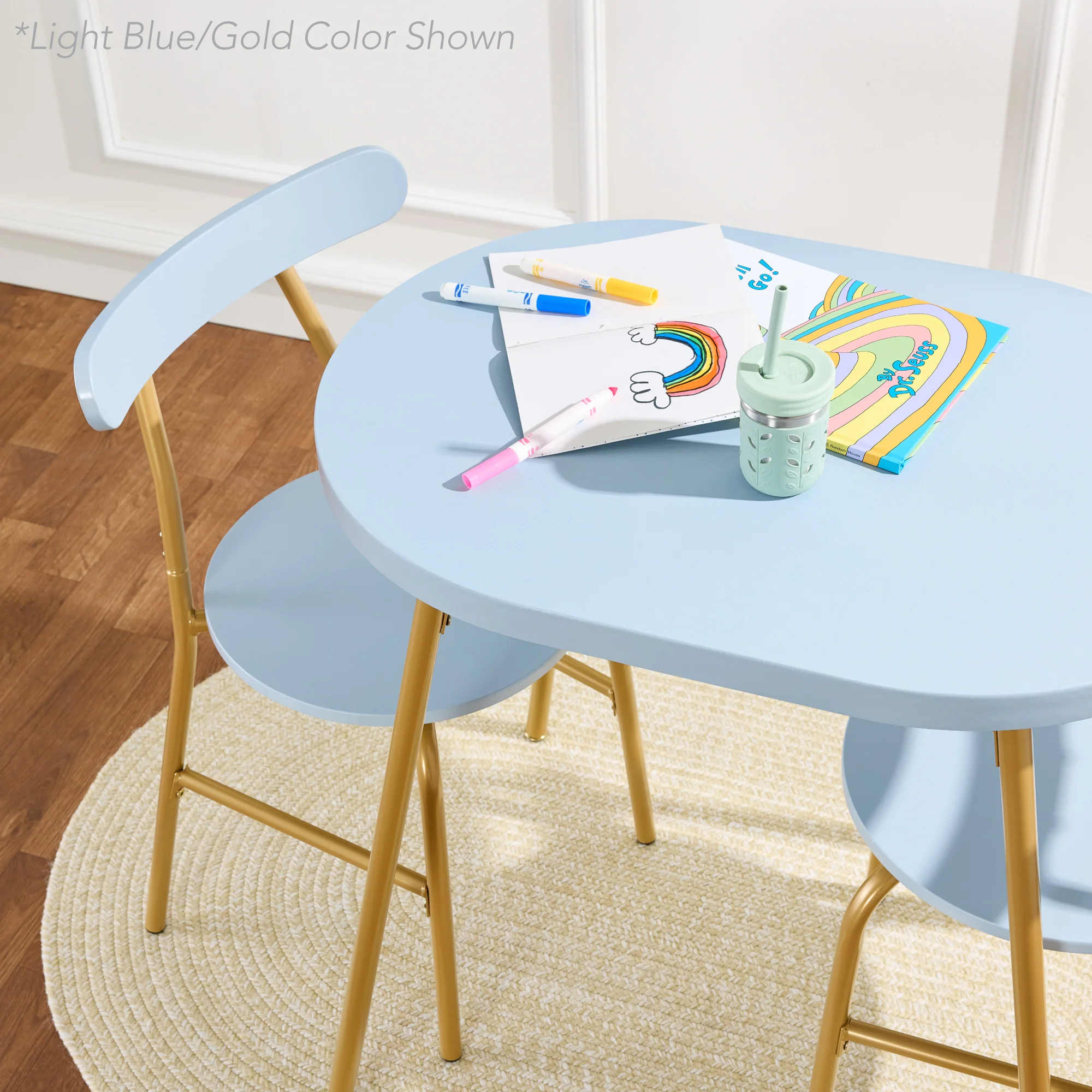 3-Piece Oval Dining Table Set, Small Kitchen Set w/ 2 Chairs - Image 5
