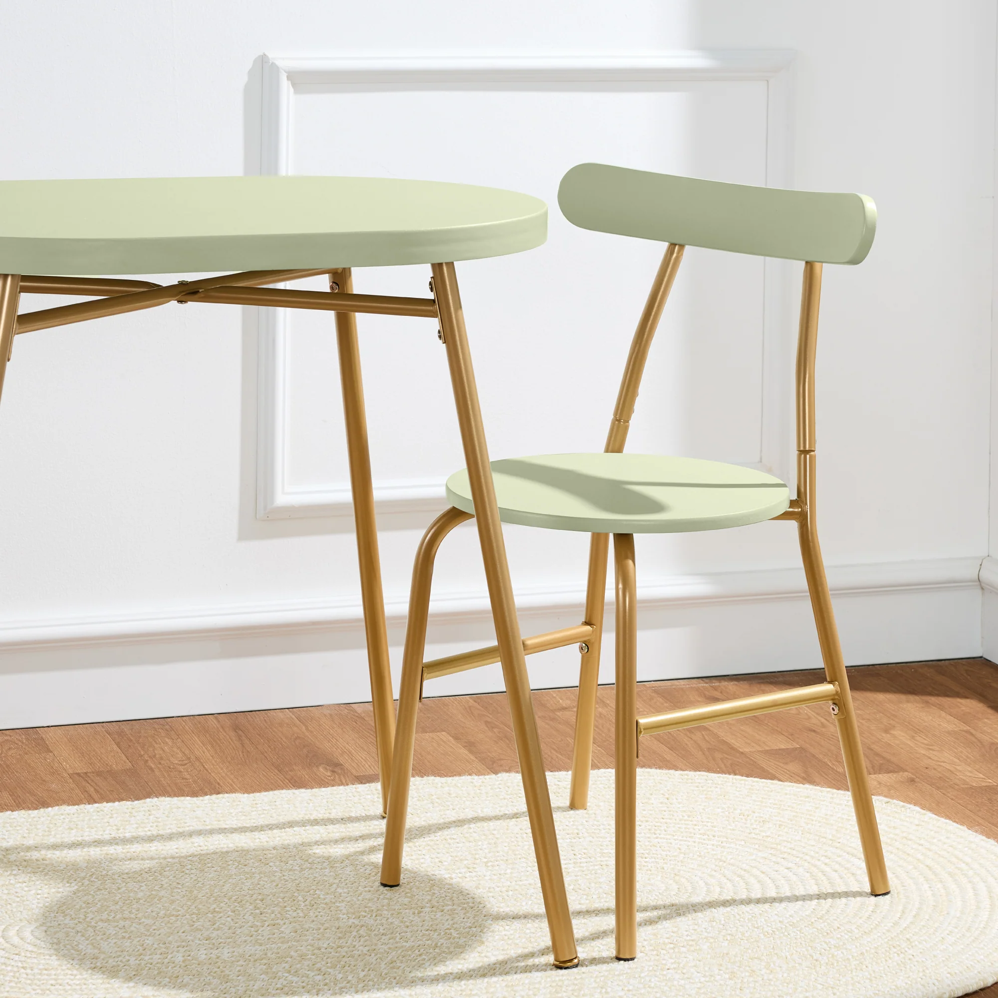 3-Piece Oval Dining Table Set, Small Kitchen Set w/ 2 Chairs - Image 6