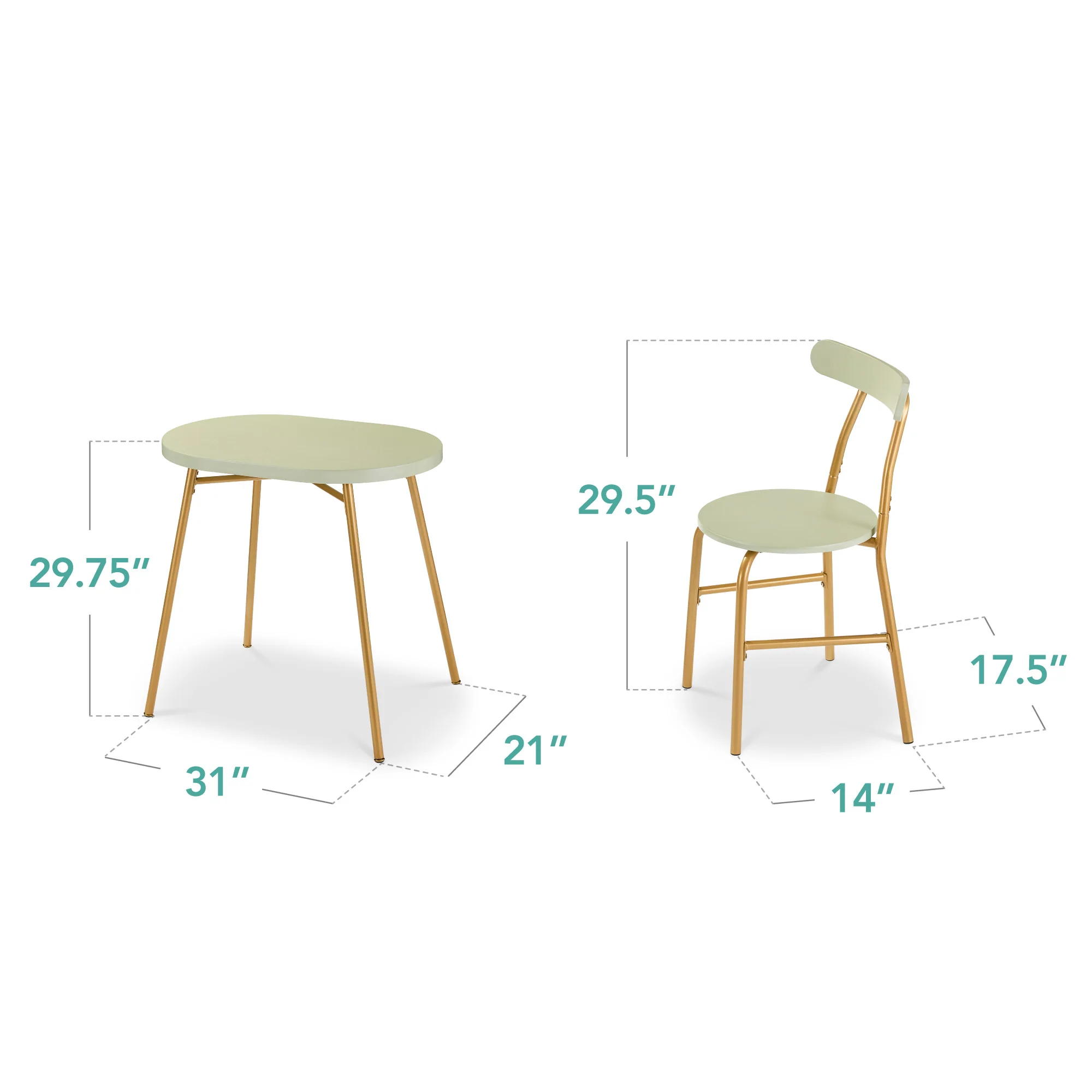 3-Piece Oval Dining Table Set, Small Kitchen Set w/ 2 Chairs - Image 7