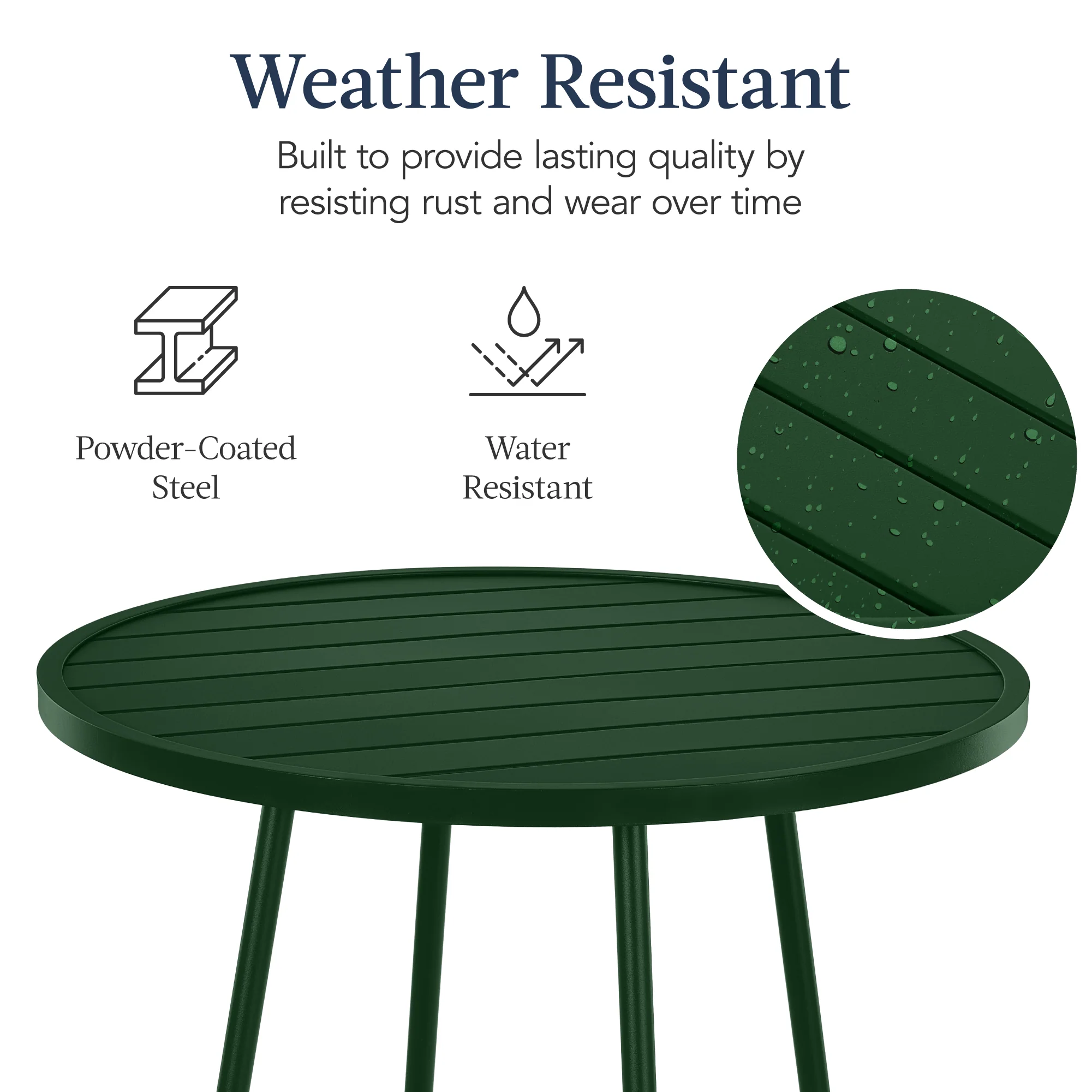3-Piece Patio Bar Height Bistro Set w/ Backless Stools, Slatted Design - Image 34