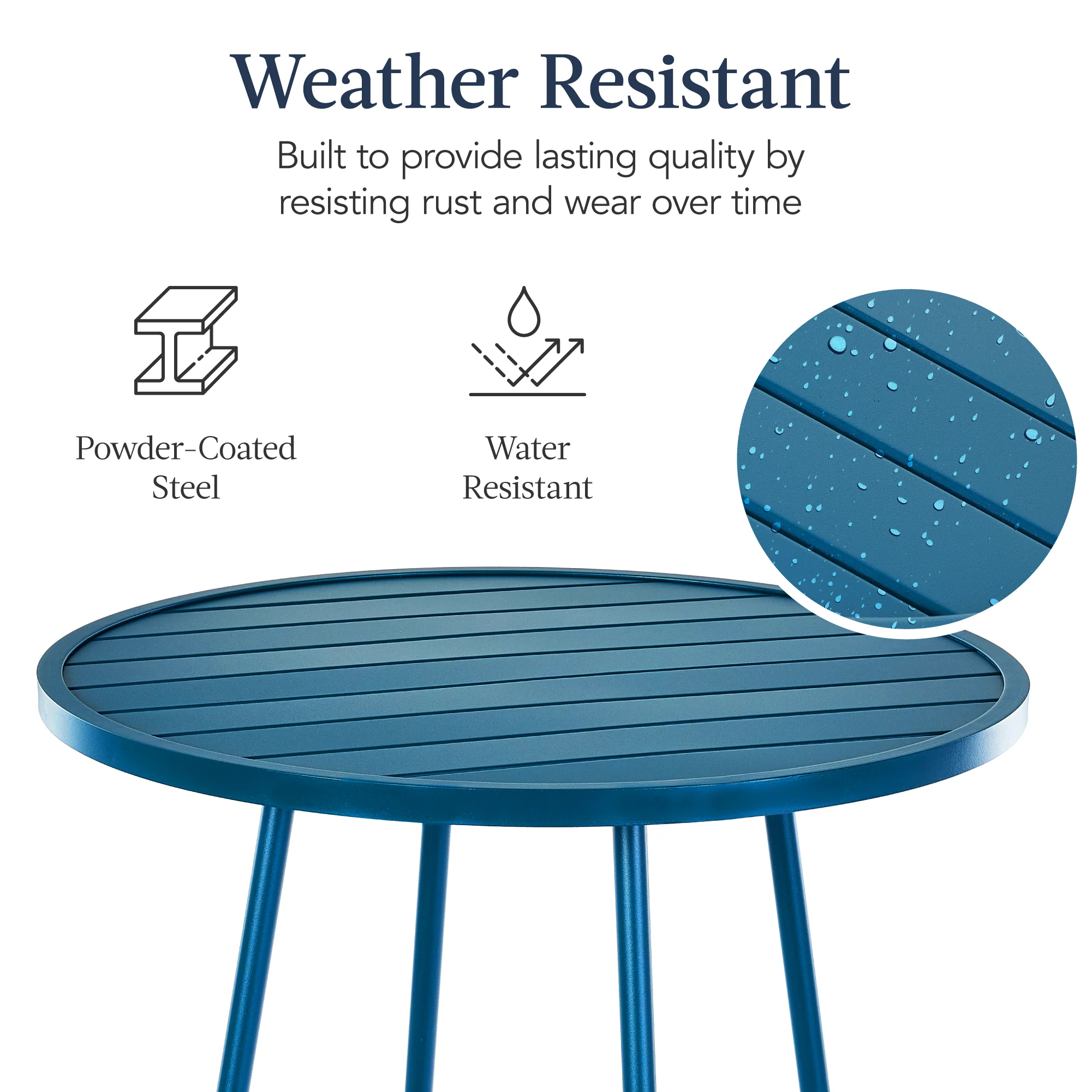 3-Piece Patio Bar Height Bistro Set w/ Backless Stools, Slatted Design - Image 52