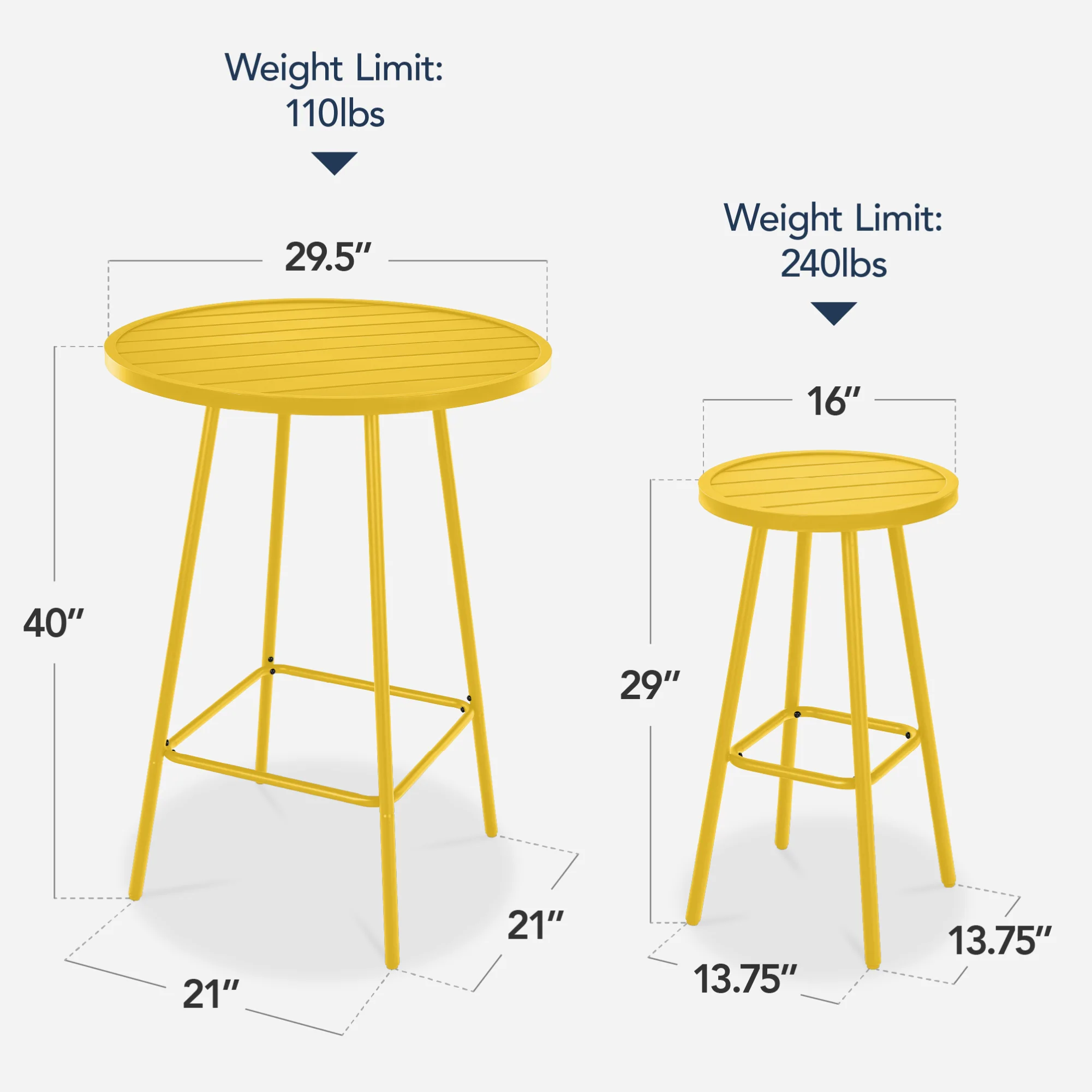 3-Piece Patio Bar Height Bistro Set w/ Backless Stools, Slatted Design - Image 74