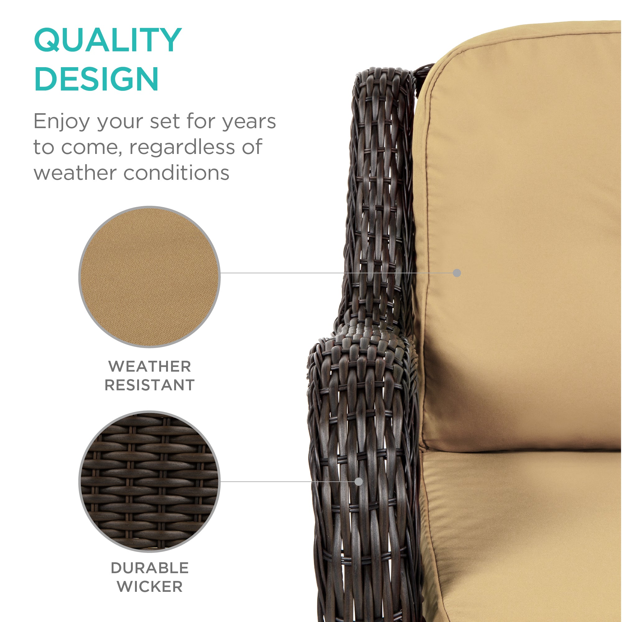 3-Piece Patio Wicker Bistro Furniture Set w/ 2 Swivel Rocking Chairs, Table - Image 19