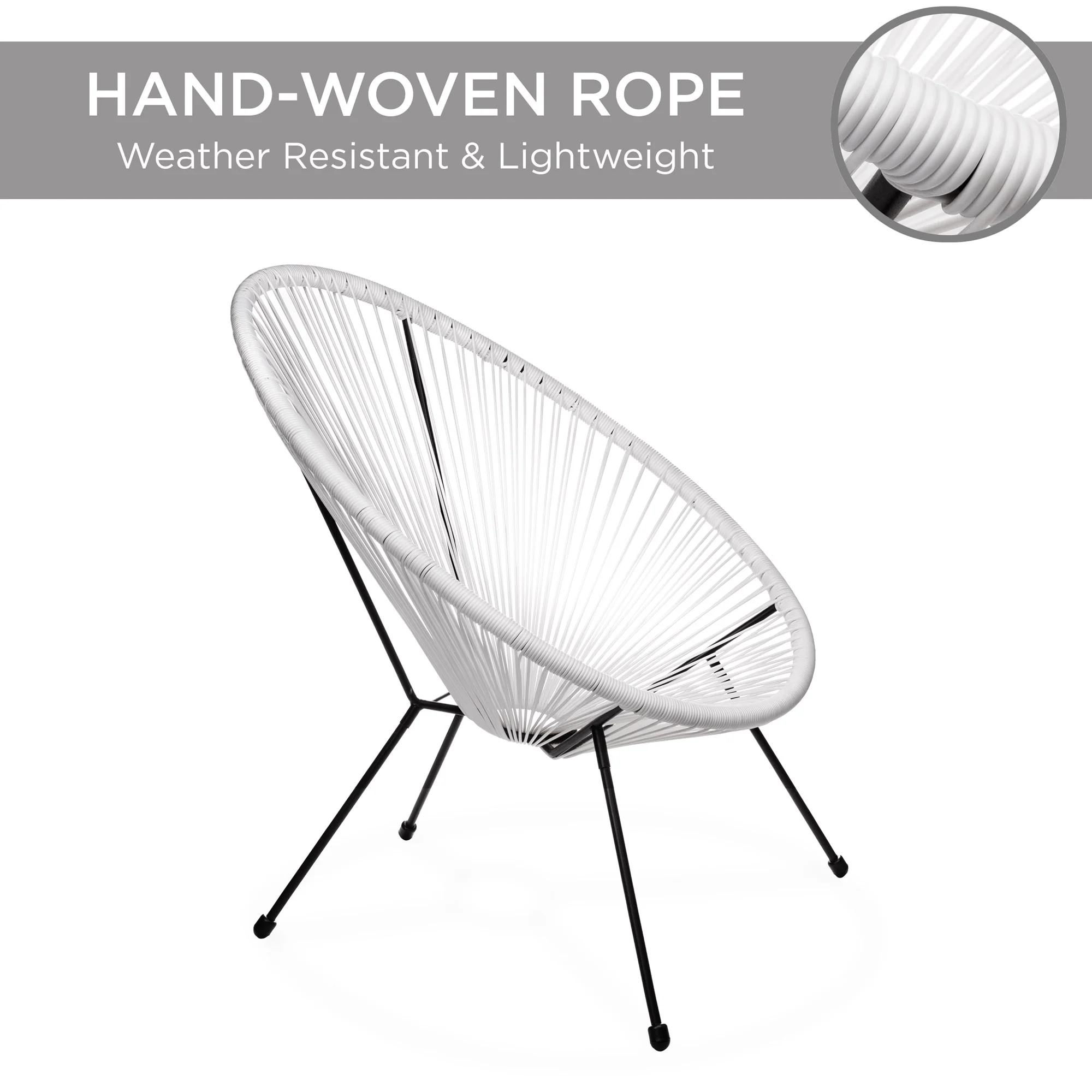 3-Piece All-Weather Patio Acapulco Bistro Set w/ Rope, Glass Top Table - Image 25